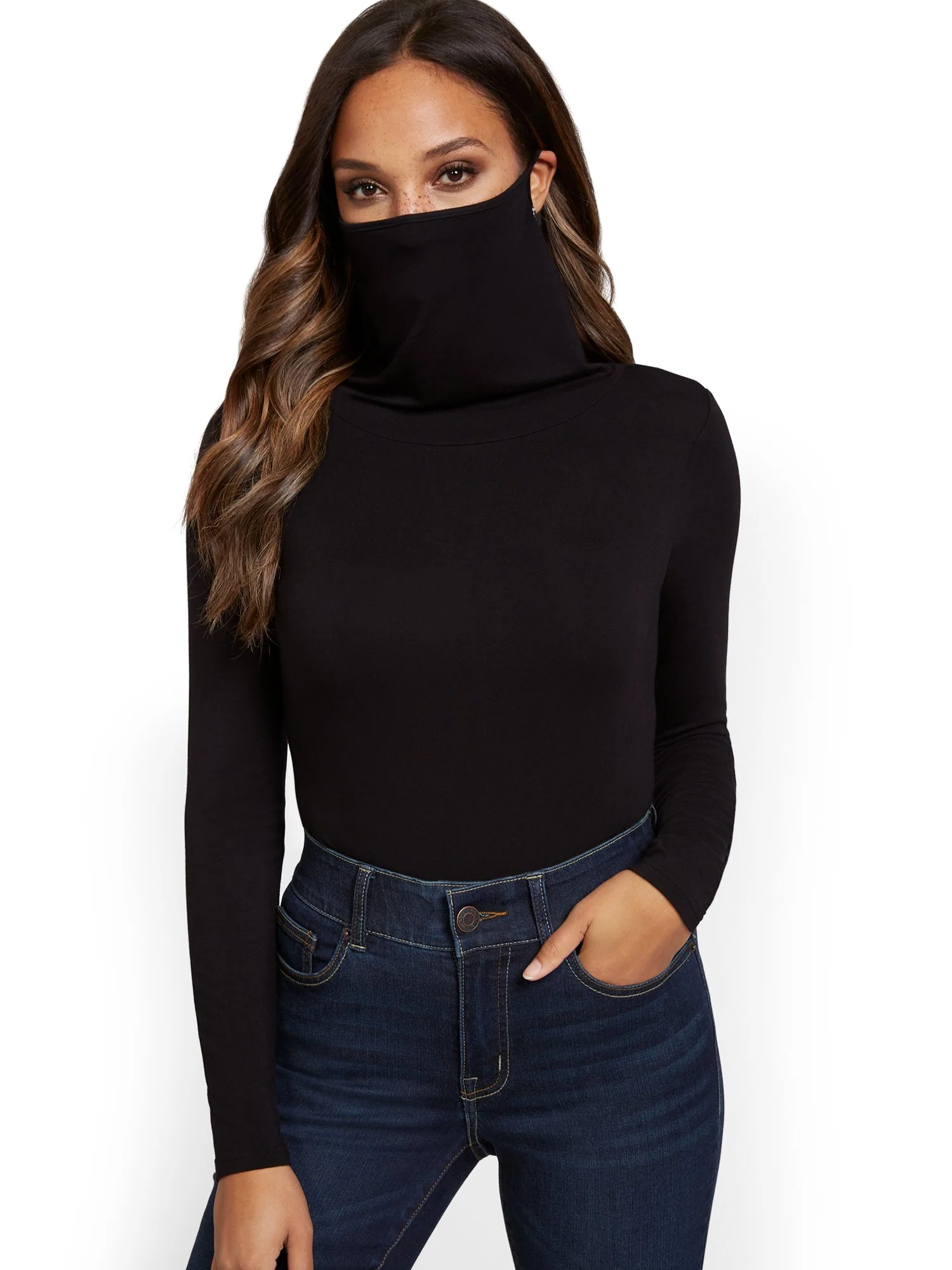 Long-Sleeve Face Mask Top