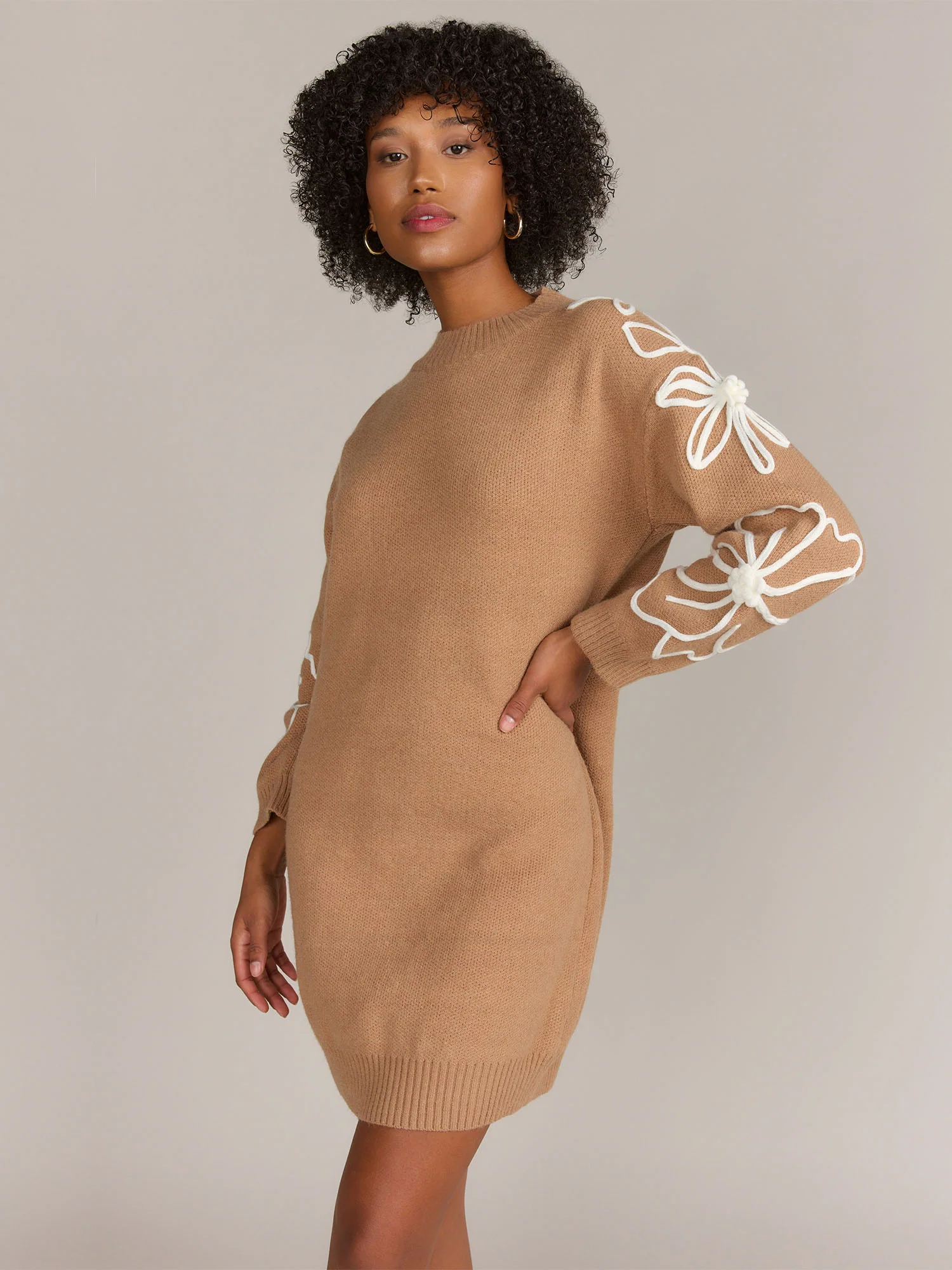 Dreamers Long Sleeve Floral Stitch Sweater Dress - Brands We Love - Image 6