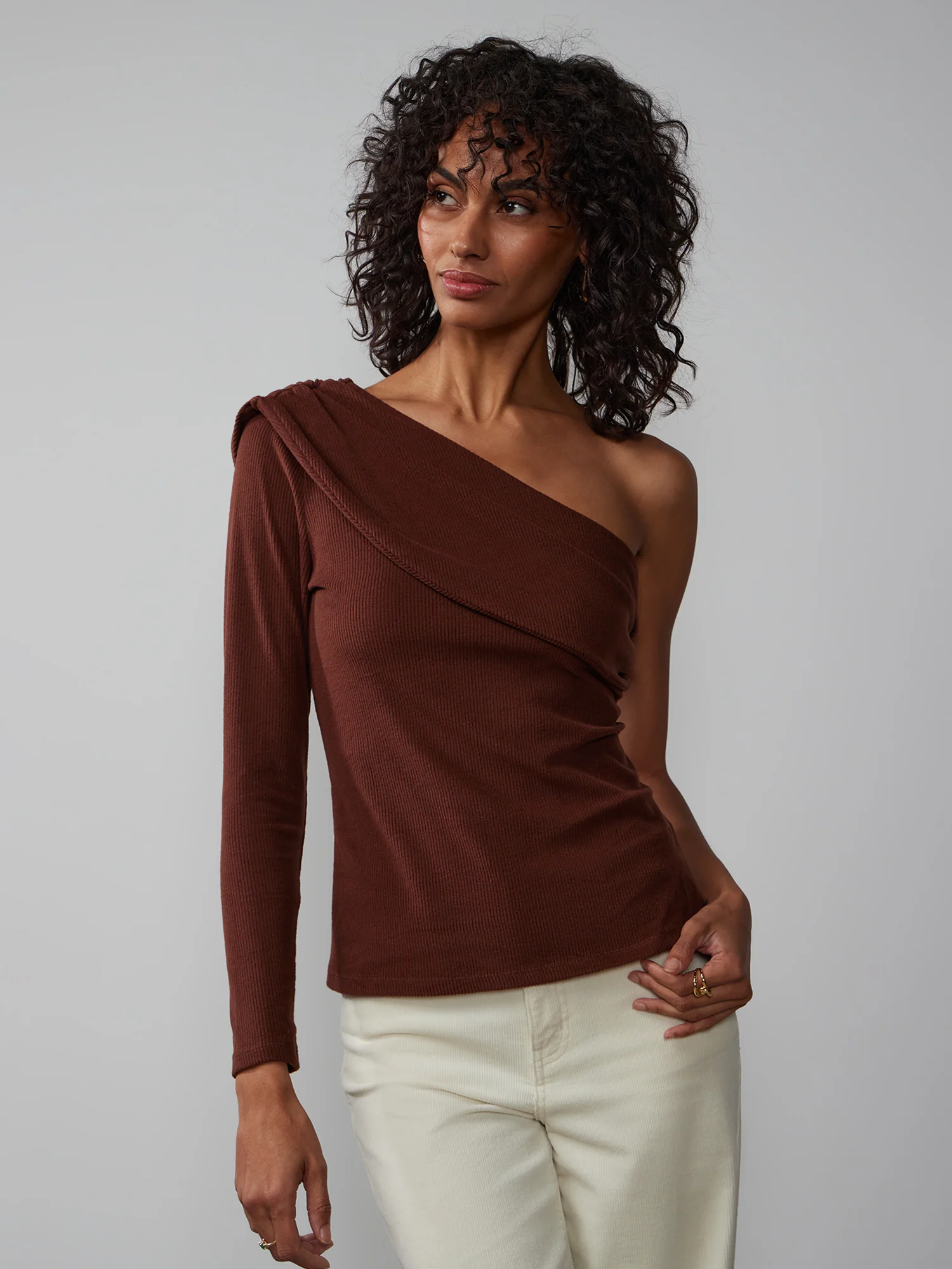 Long Sleeve One Shoulder Top