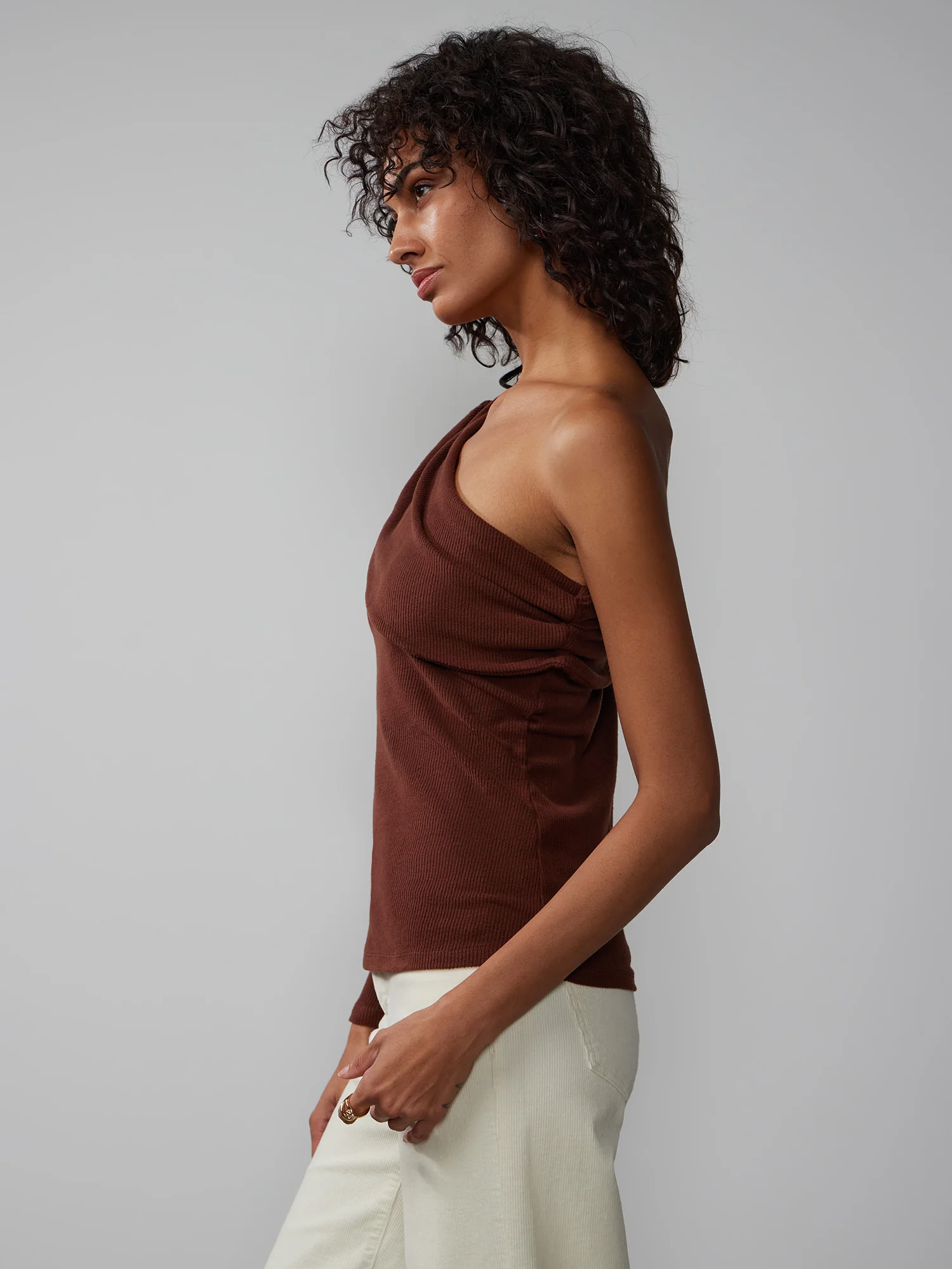 Long Sleeve One Shoulder Top - Image 2