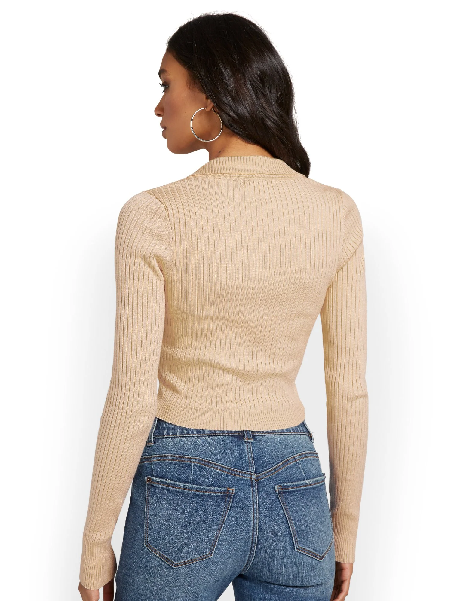 Emory Park Long-Sleeve Rib-Knit Polo - Brands We Love - Image 3