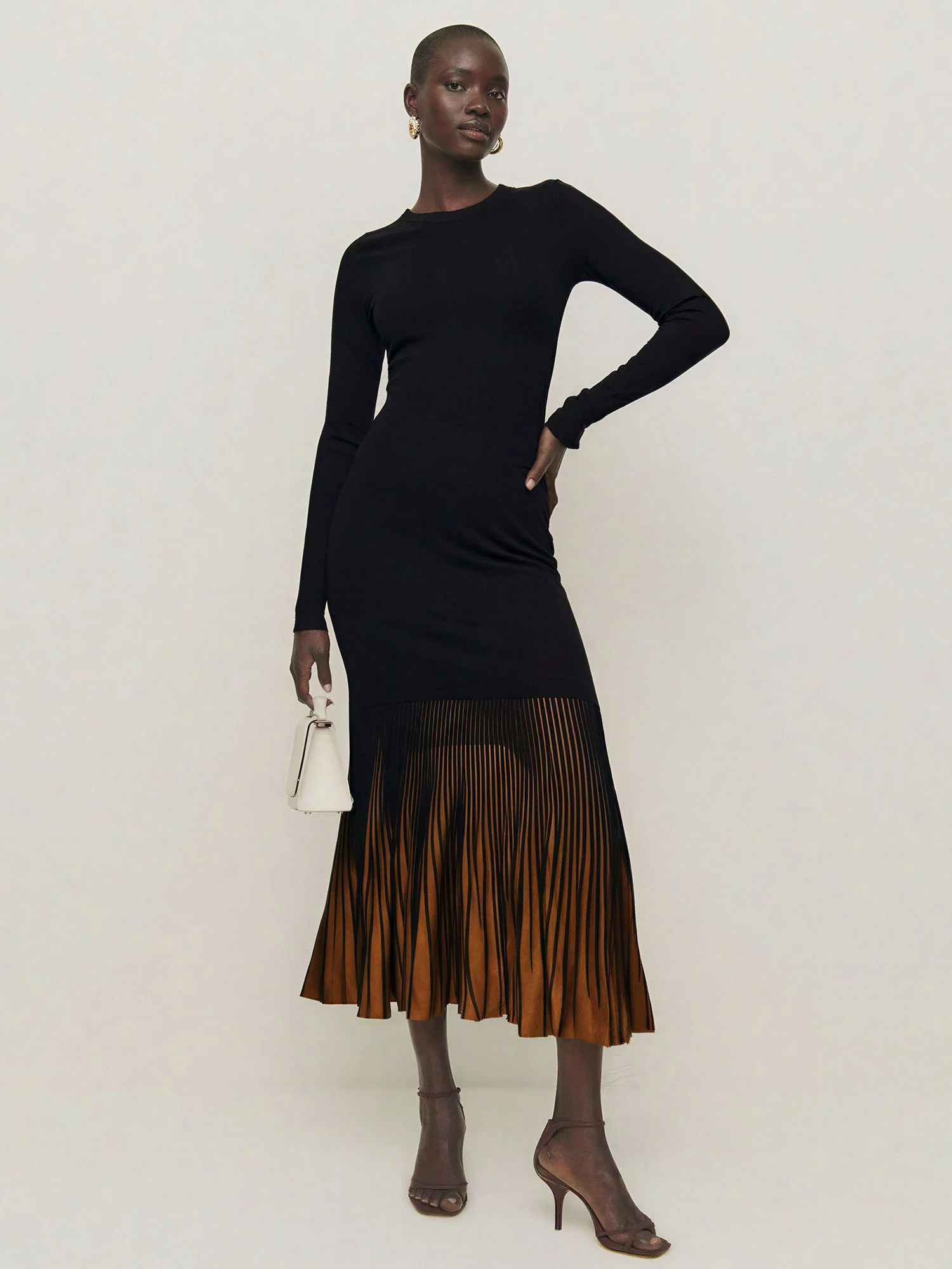 Long Sleeve Ruffle Bottom Knit Maxi Dress - Image 2