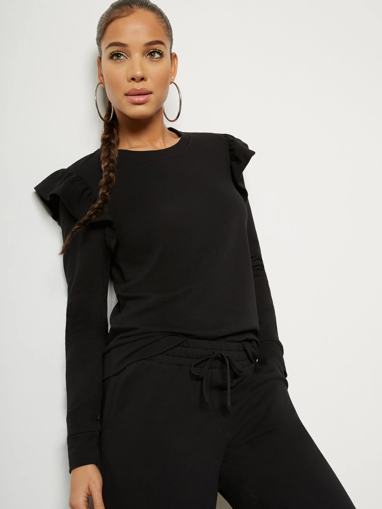 Long-Sleeve Ruffle-Shoulder Top - Image 2