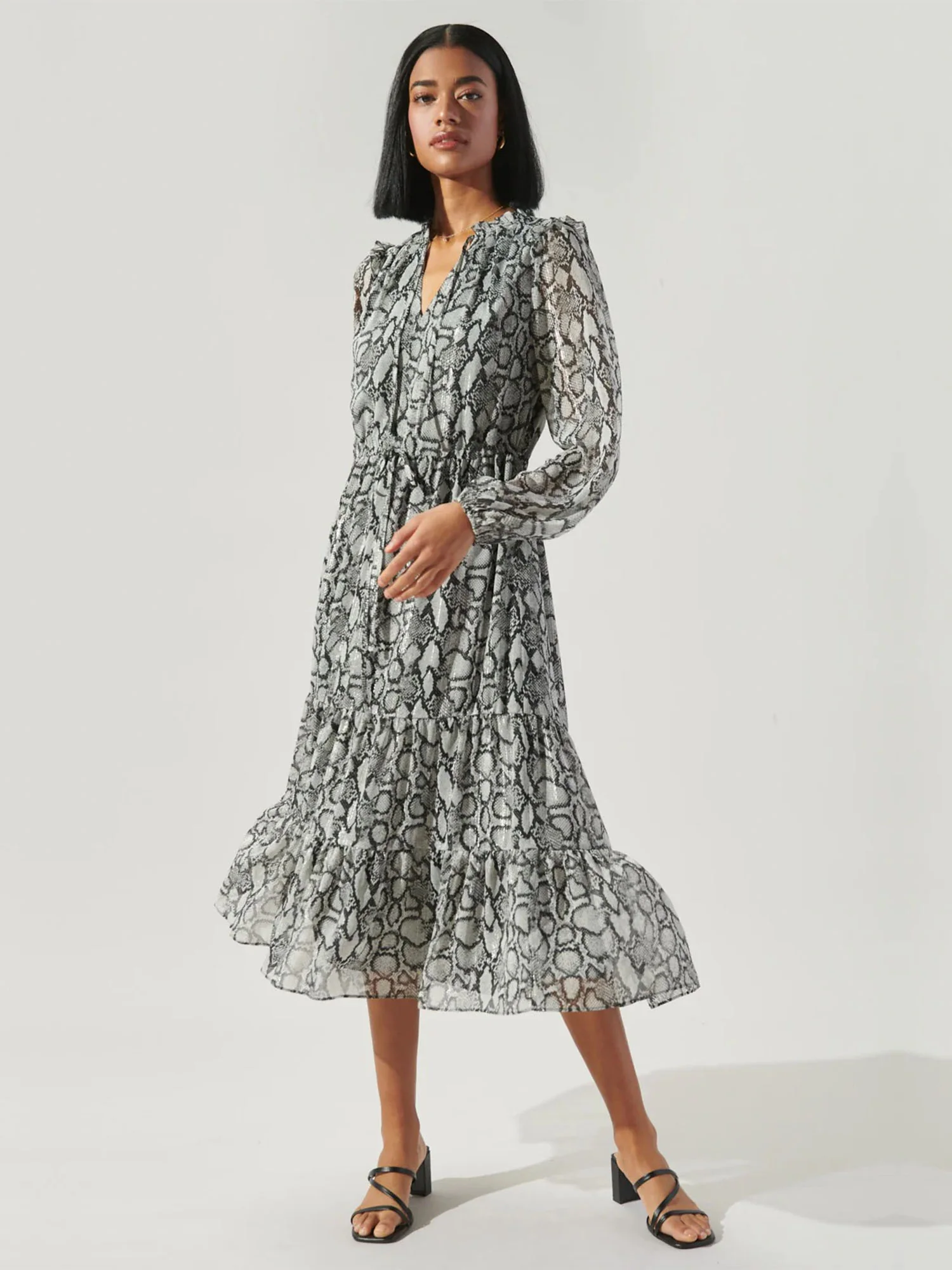 Sugarlips Long Sleeve Snake Print Midi Dress - Brands We Love - Image 4