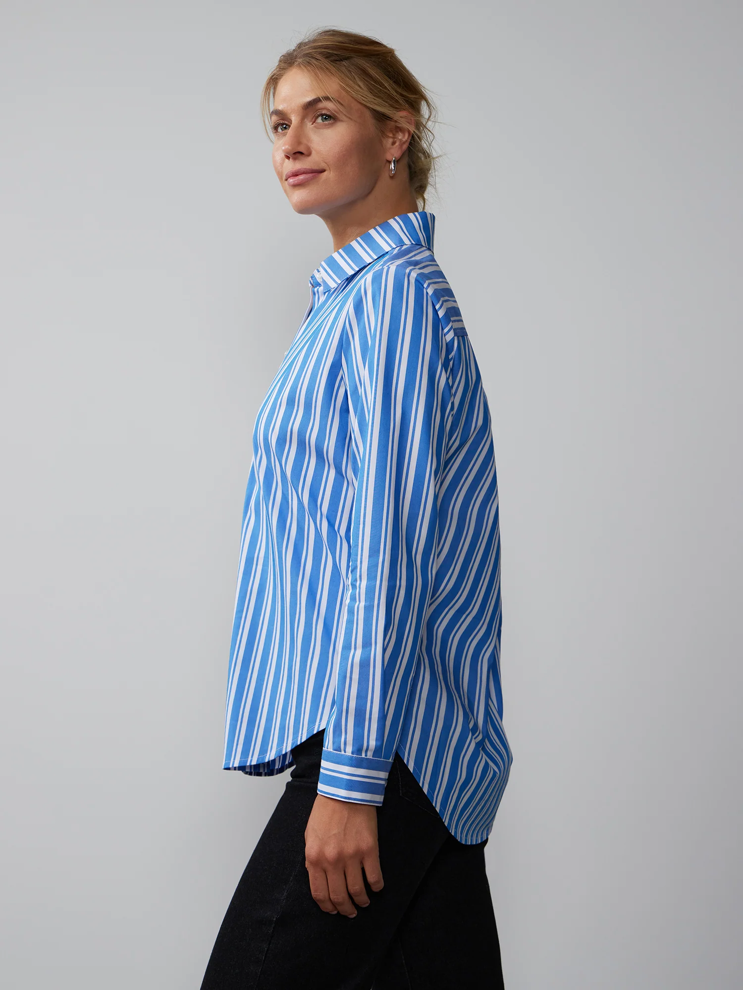 Long Sleeve Striped Cross-Back Shirt - Image 3