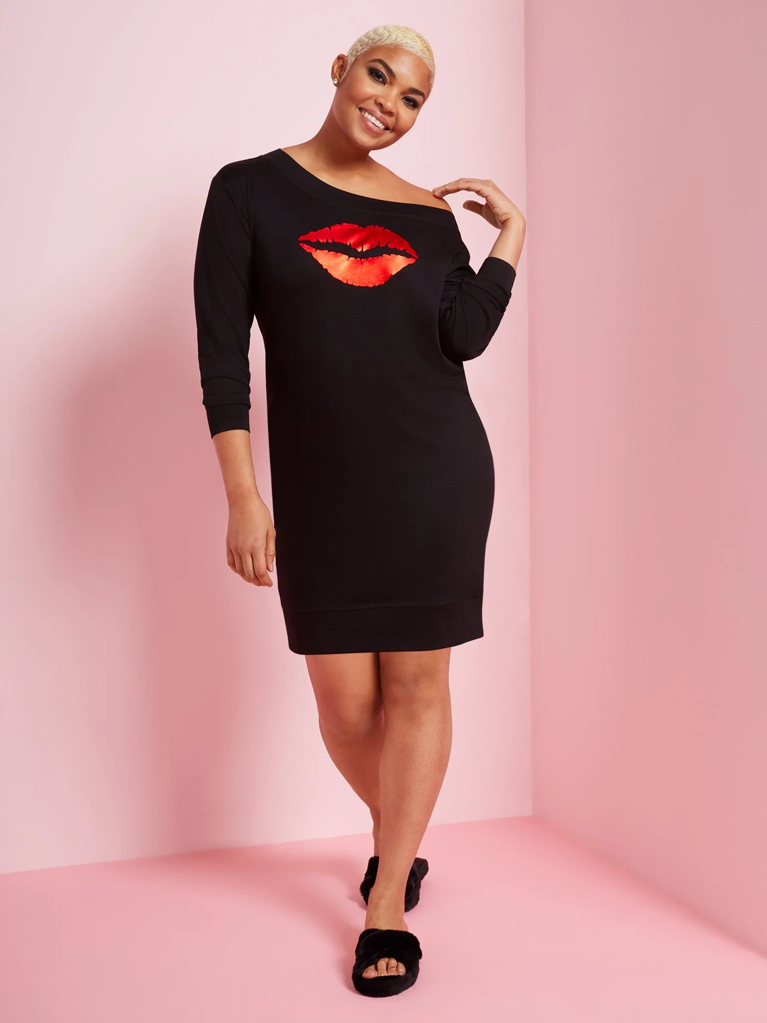 Long-Sleeve Sweatshirt Dress - Image 2