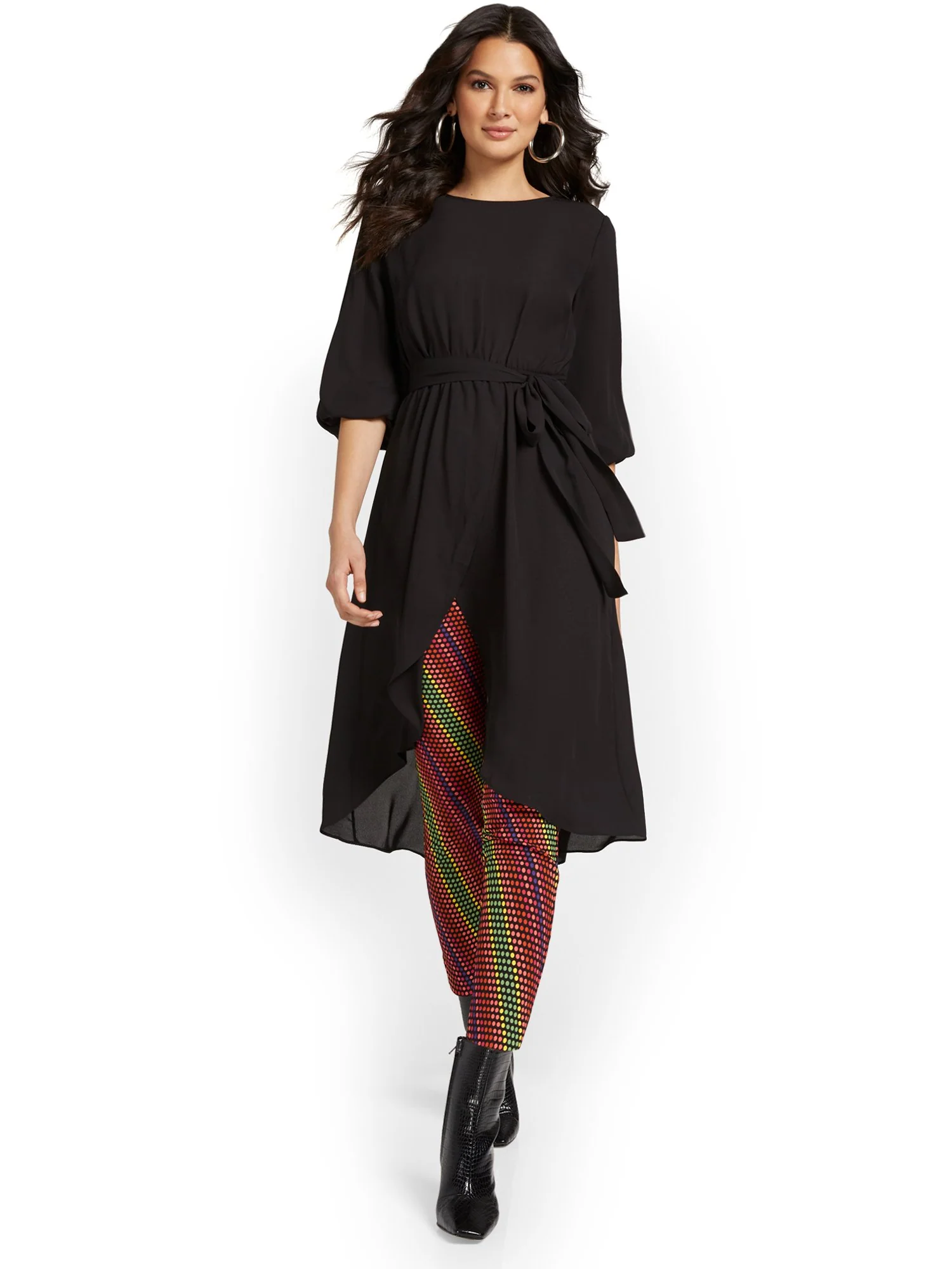 Long-Sleeve Tie-Waist Maxi Blouse - Image 2