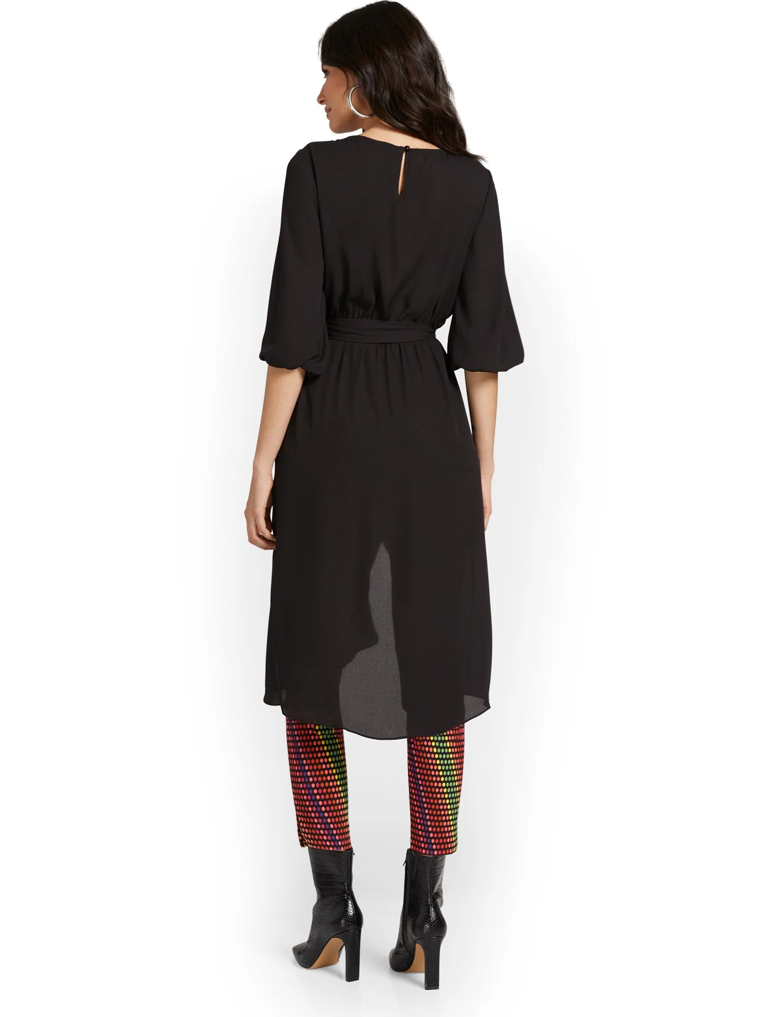 Long-Sleeve Tie-Waist Maxi Blouse - Image 3