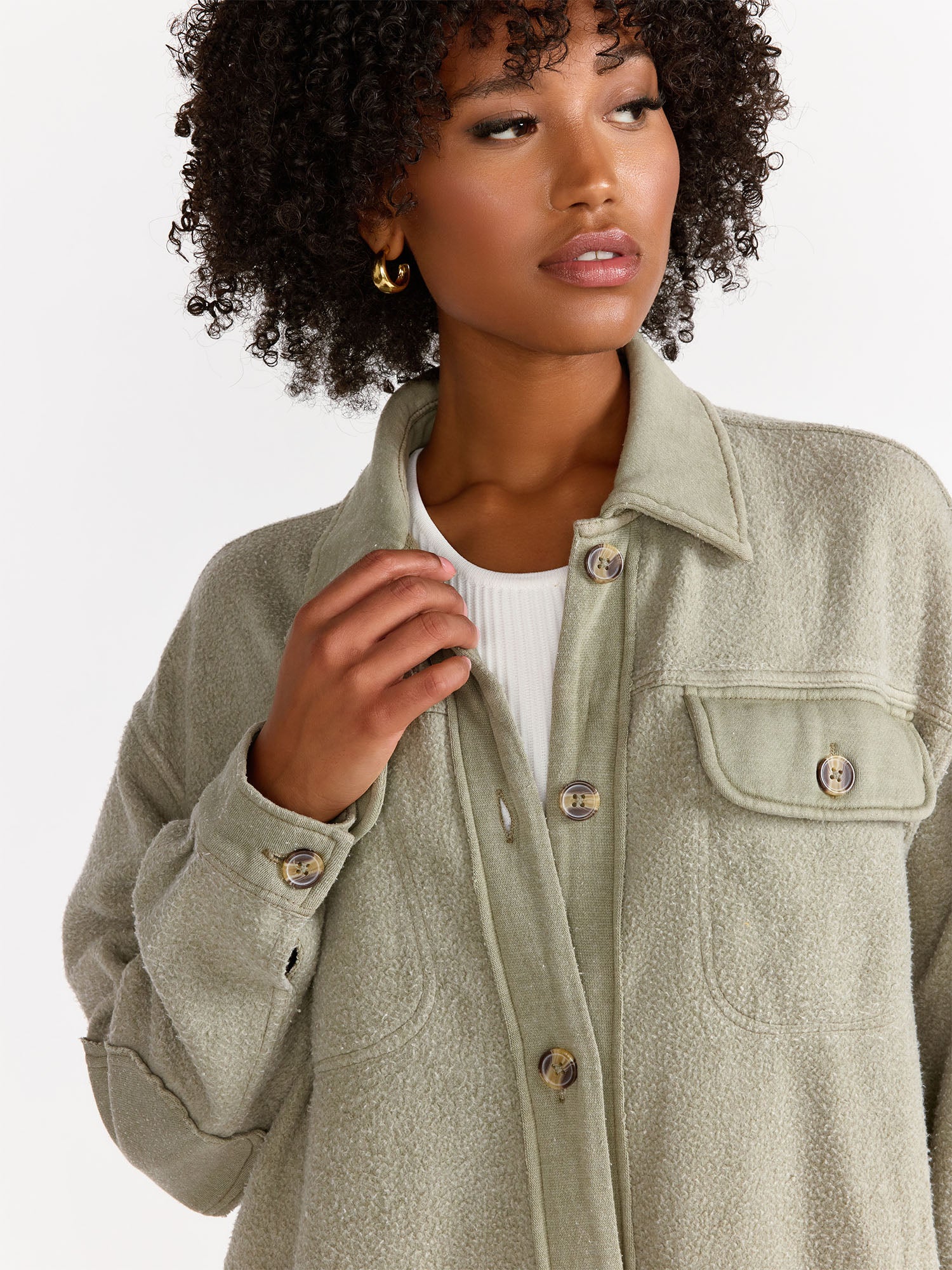 Long-Sleeve Washed Fleece Shacket - Stoosh - Image 4