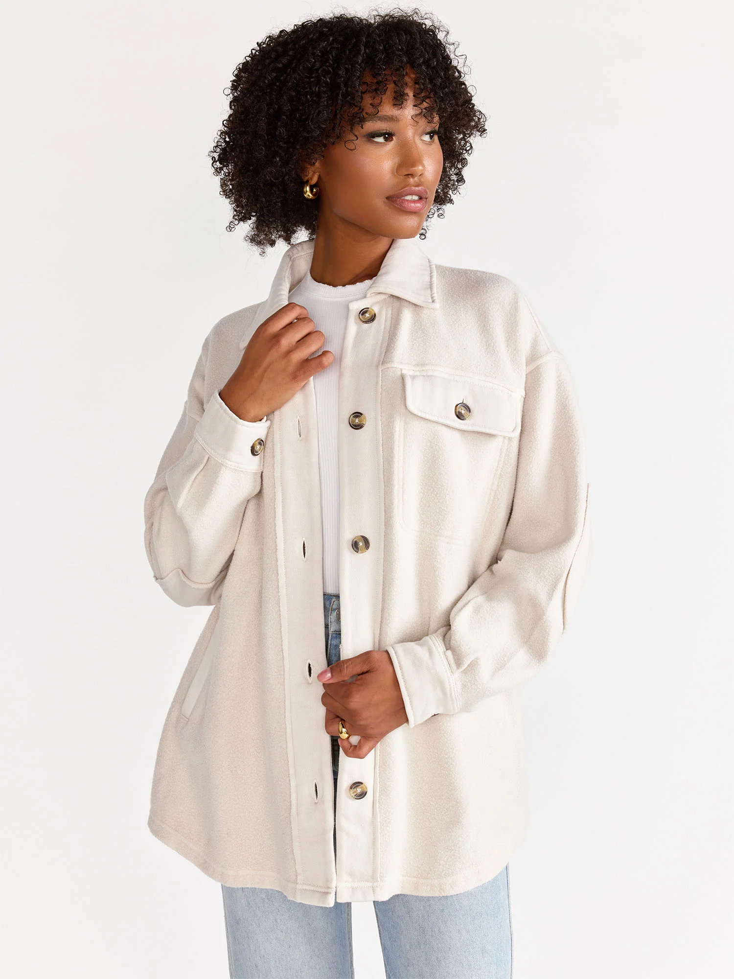 Long-Sleeve Washed Fleece Shacket - Stoosh - Image 8
