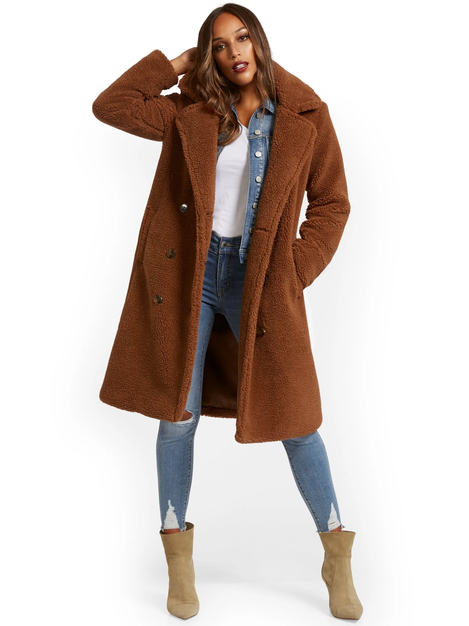 Long Teddy Faux-Fur Coat - Image 7