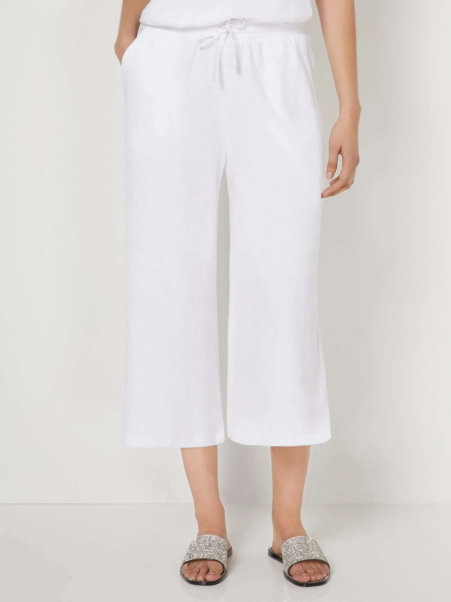 Loop Terry Wide-Leg Capri Pant