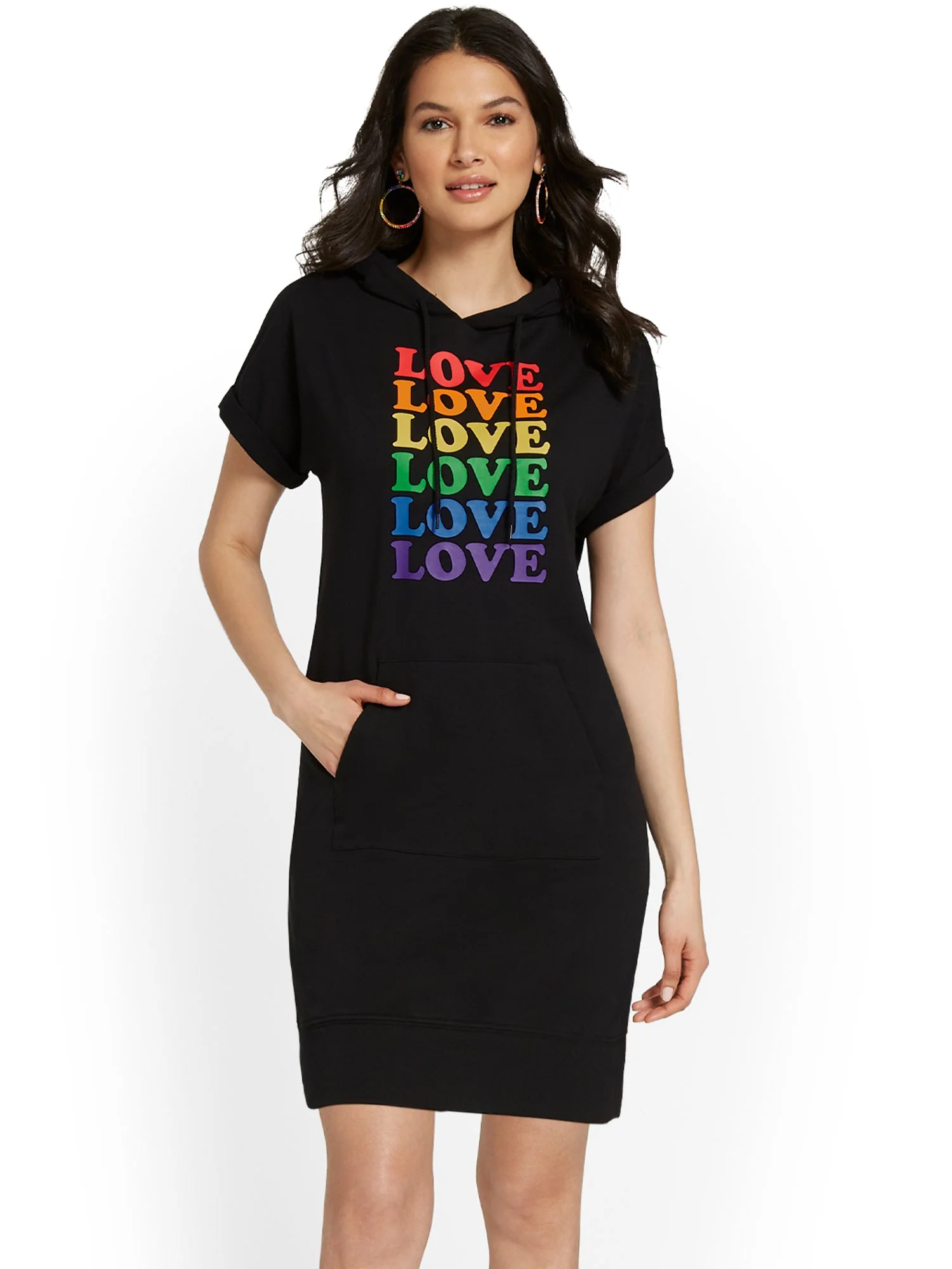 Love Graphic French Terry Hoodie Dress - Image 2