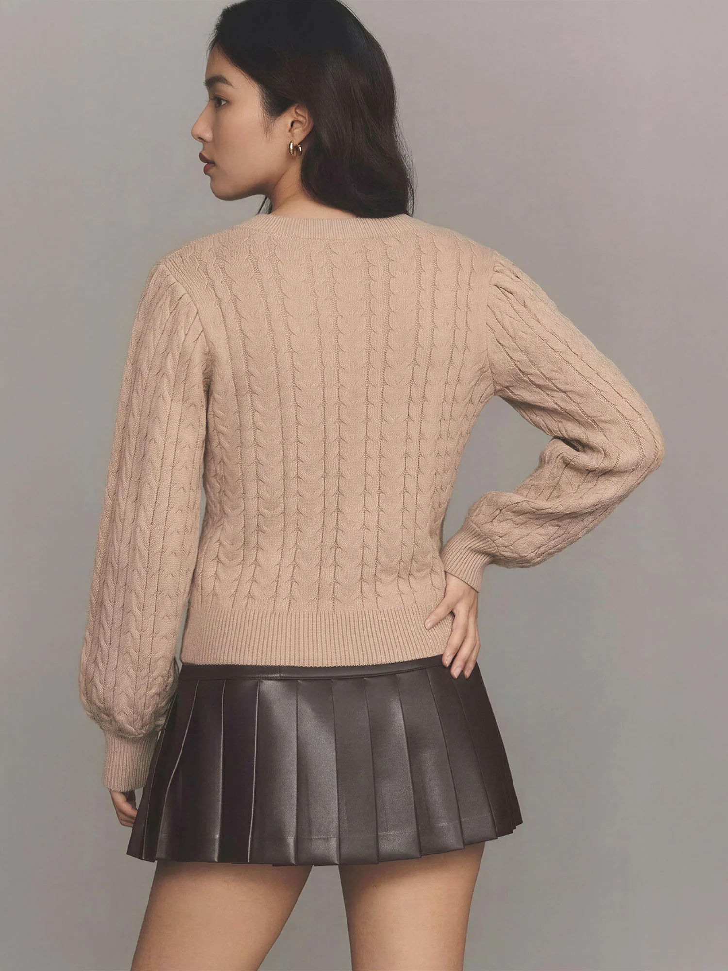 Cable Knit Crewneck Pullover Sweater - Image 3