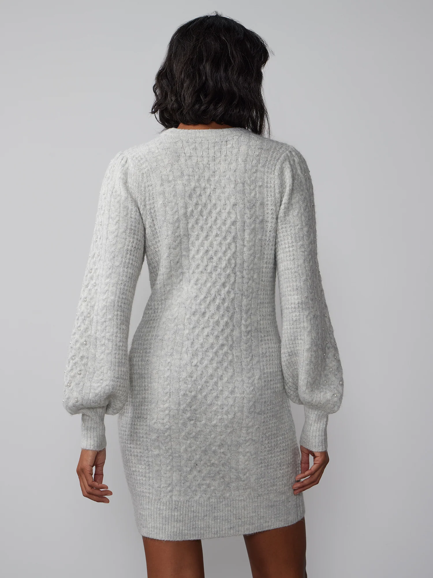 Cable Knit Pearl Embellished Sweater Dress - Image 3