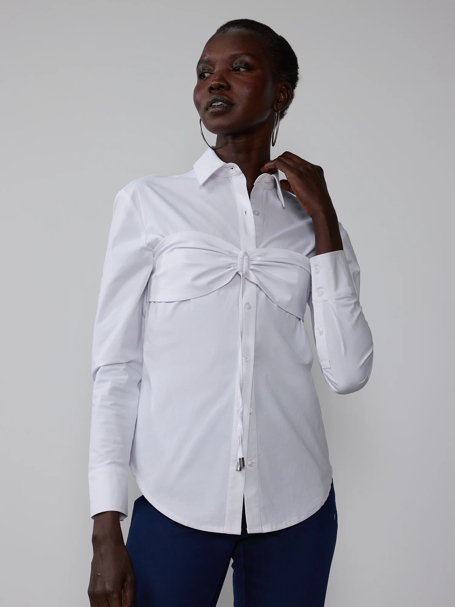 Cinched Bust Button Front Shirt
