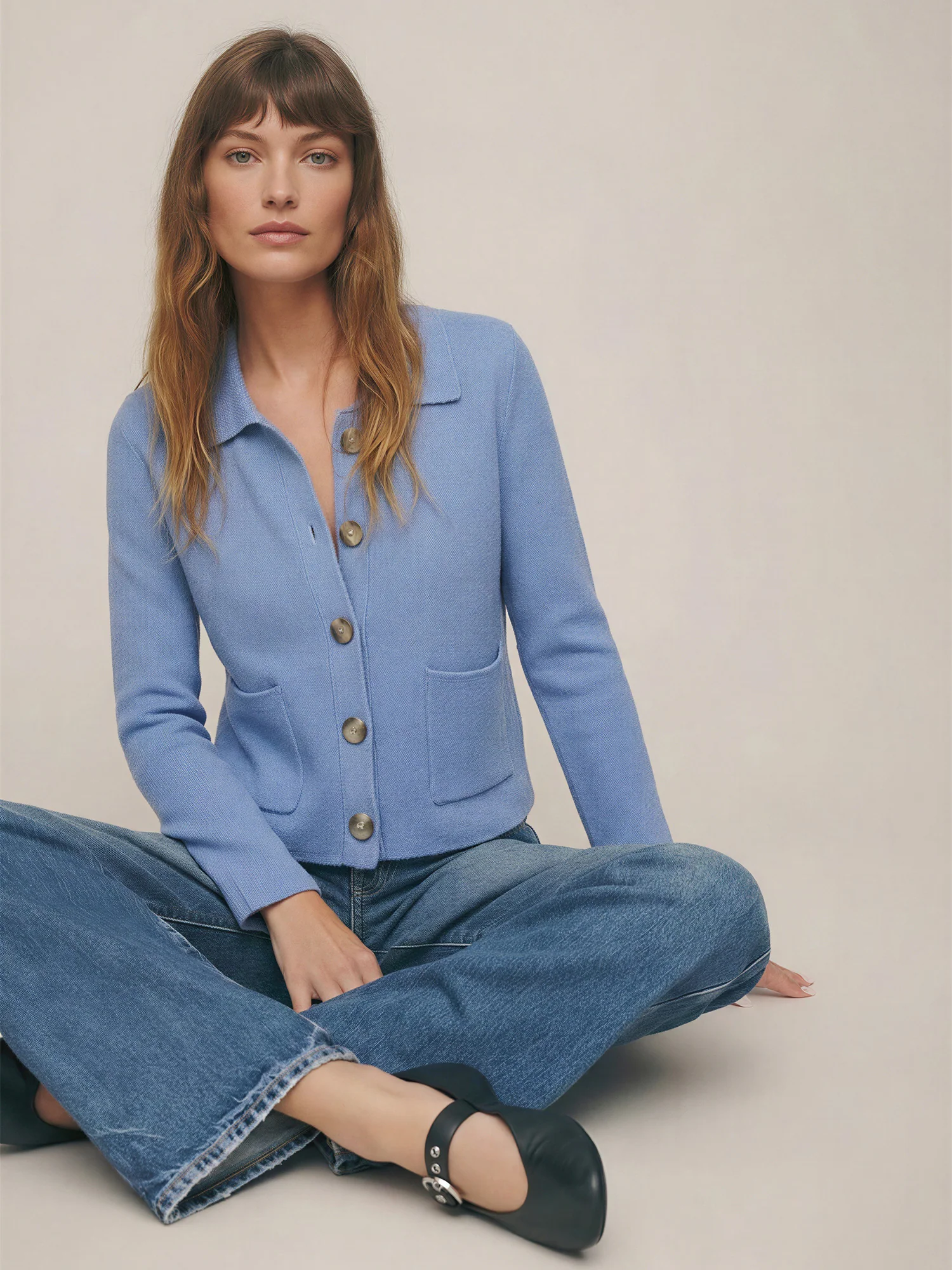 Long Sleeve Collared Knit Cardigan