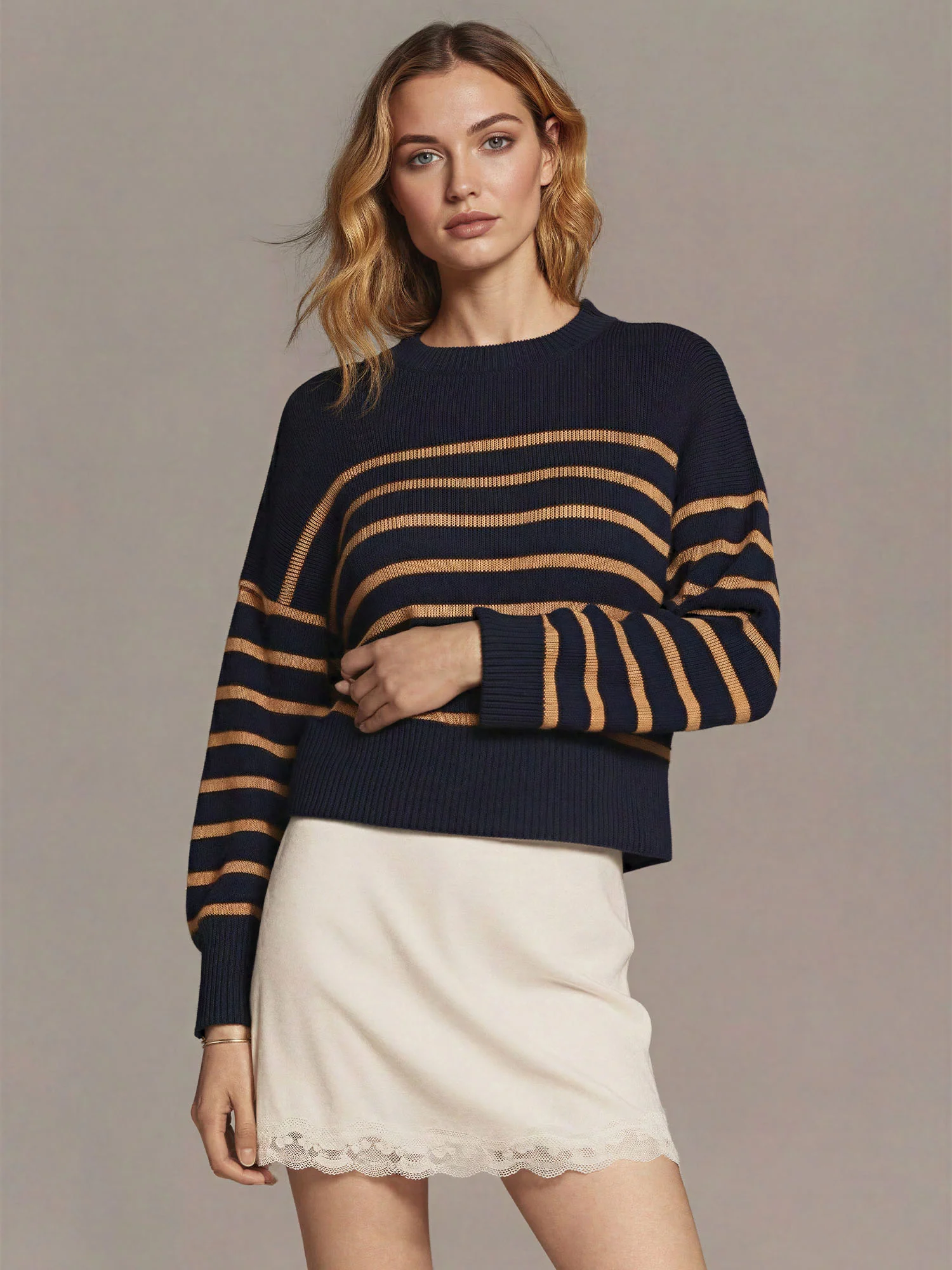 Crew Neck Stripe Sweater - Image 7