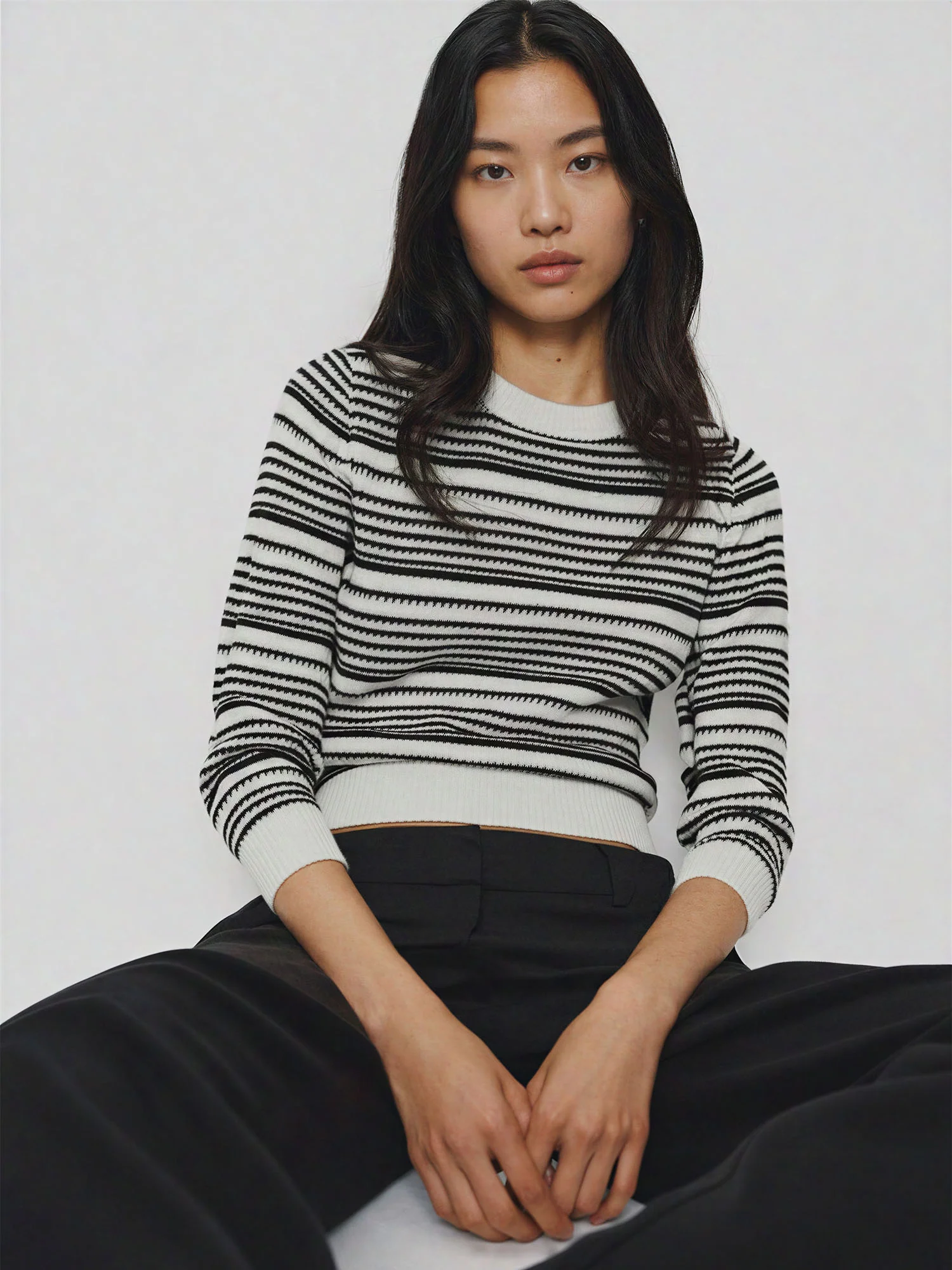 Crew Neck Stripe Sweater - Image 2