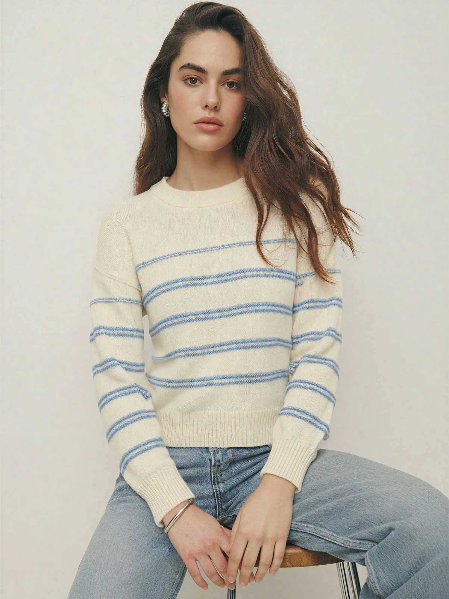 Crew Neck Stripe Sweater - Image 2