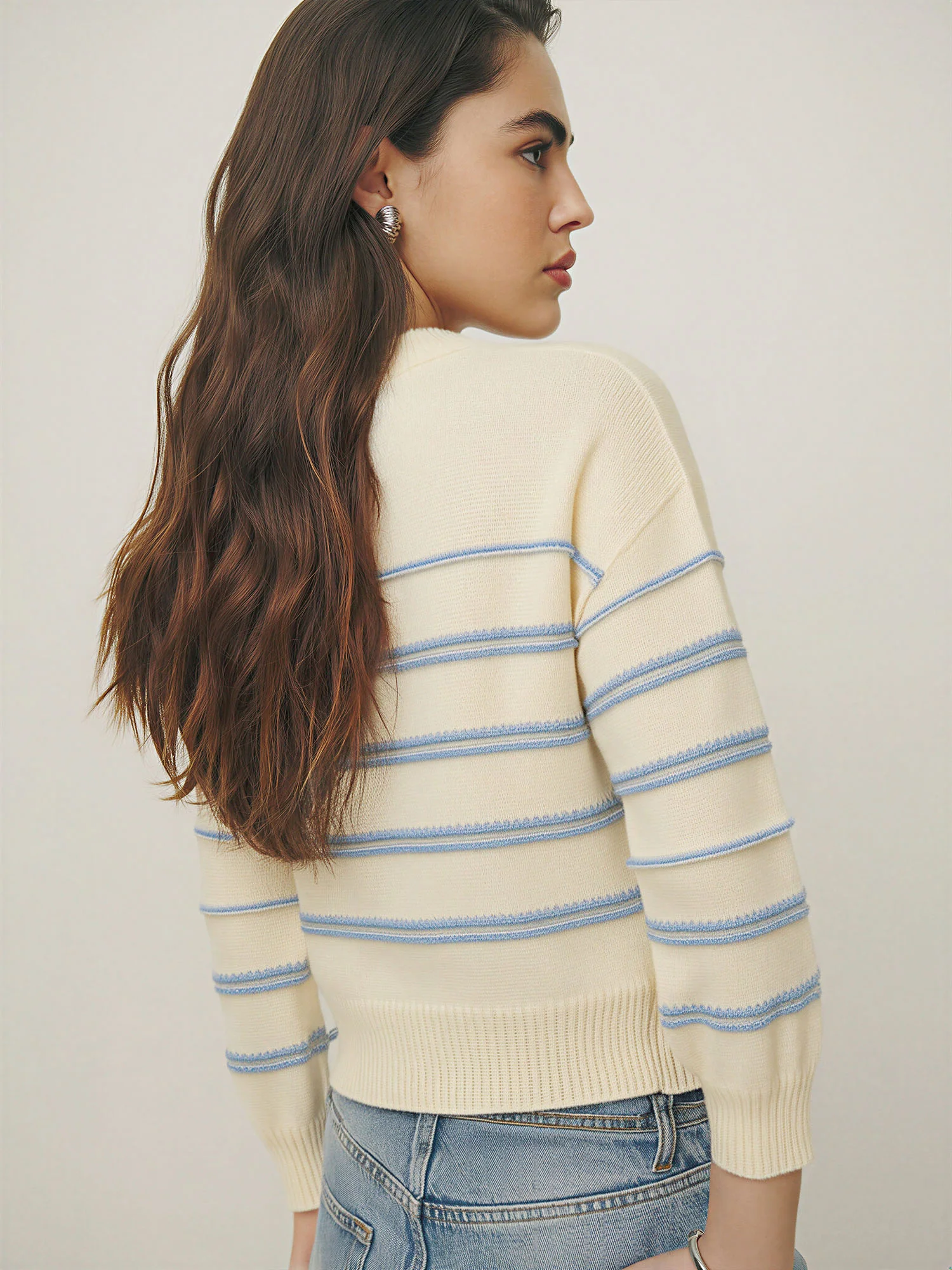 Crew Neck Stripe Sweater - Image 4