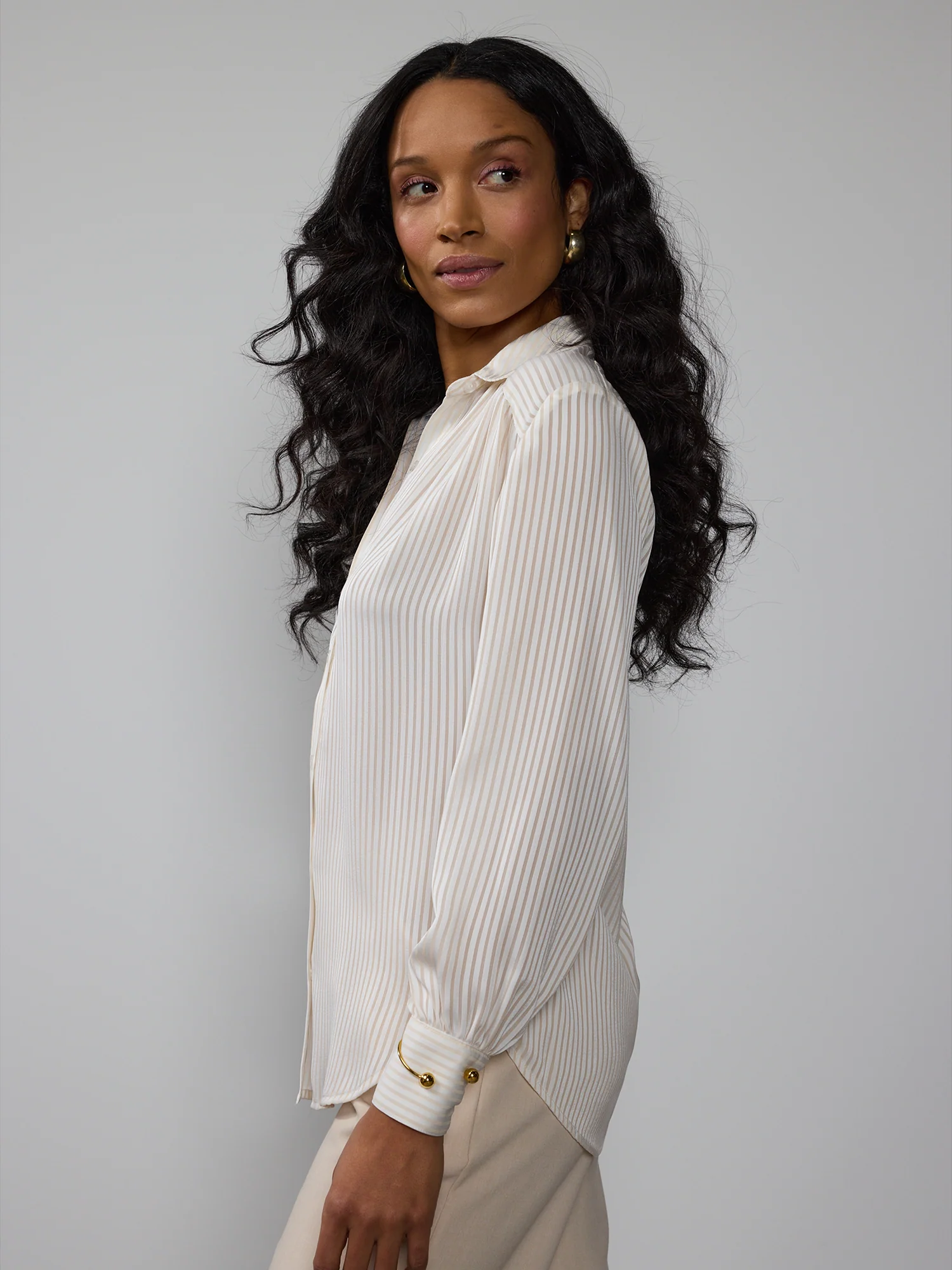 Drapey Stripe Button Down Shirt - Image 11
