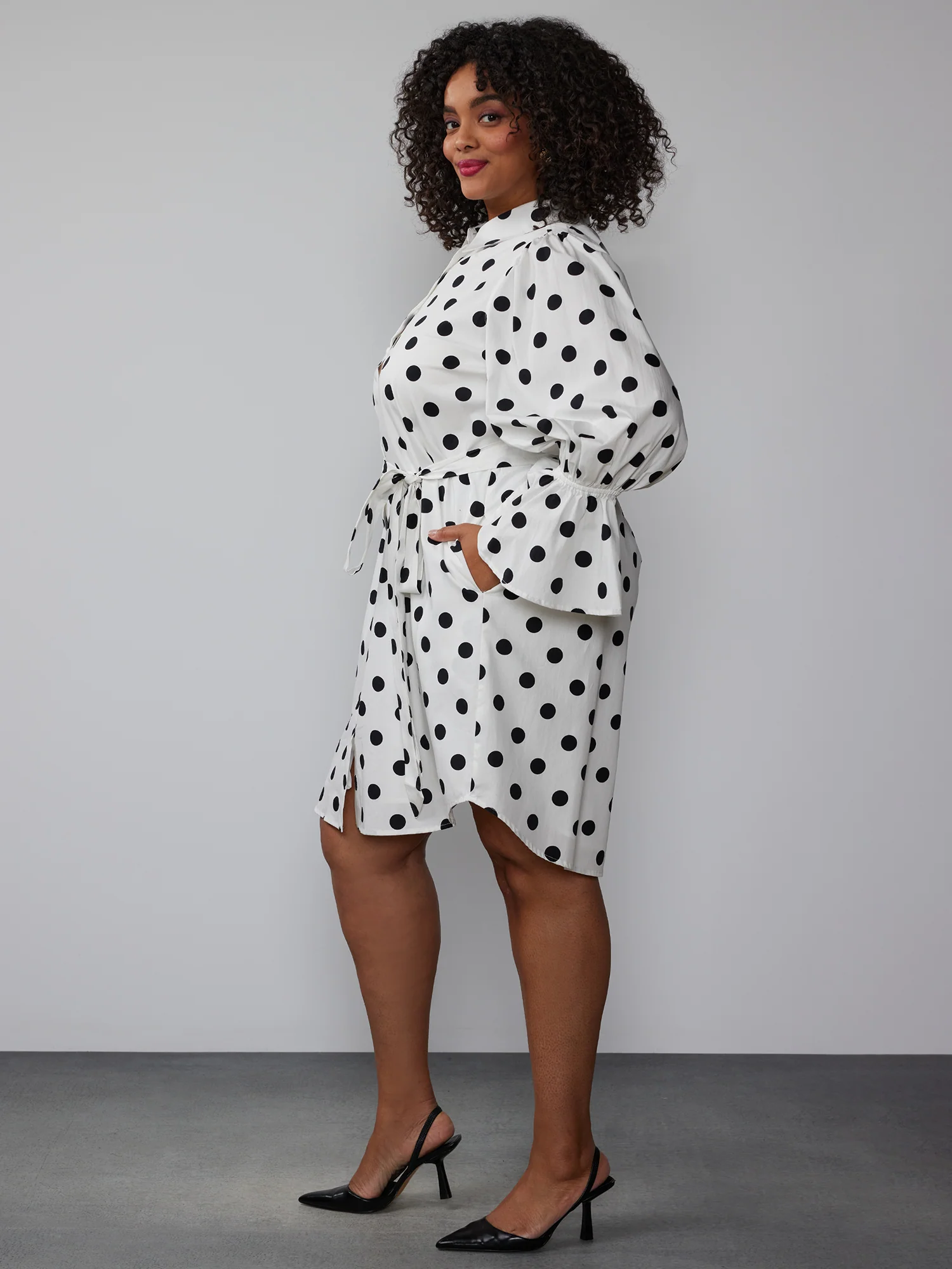 Plus Polka Dot Mini Dress - Image 2