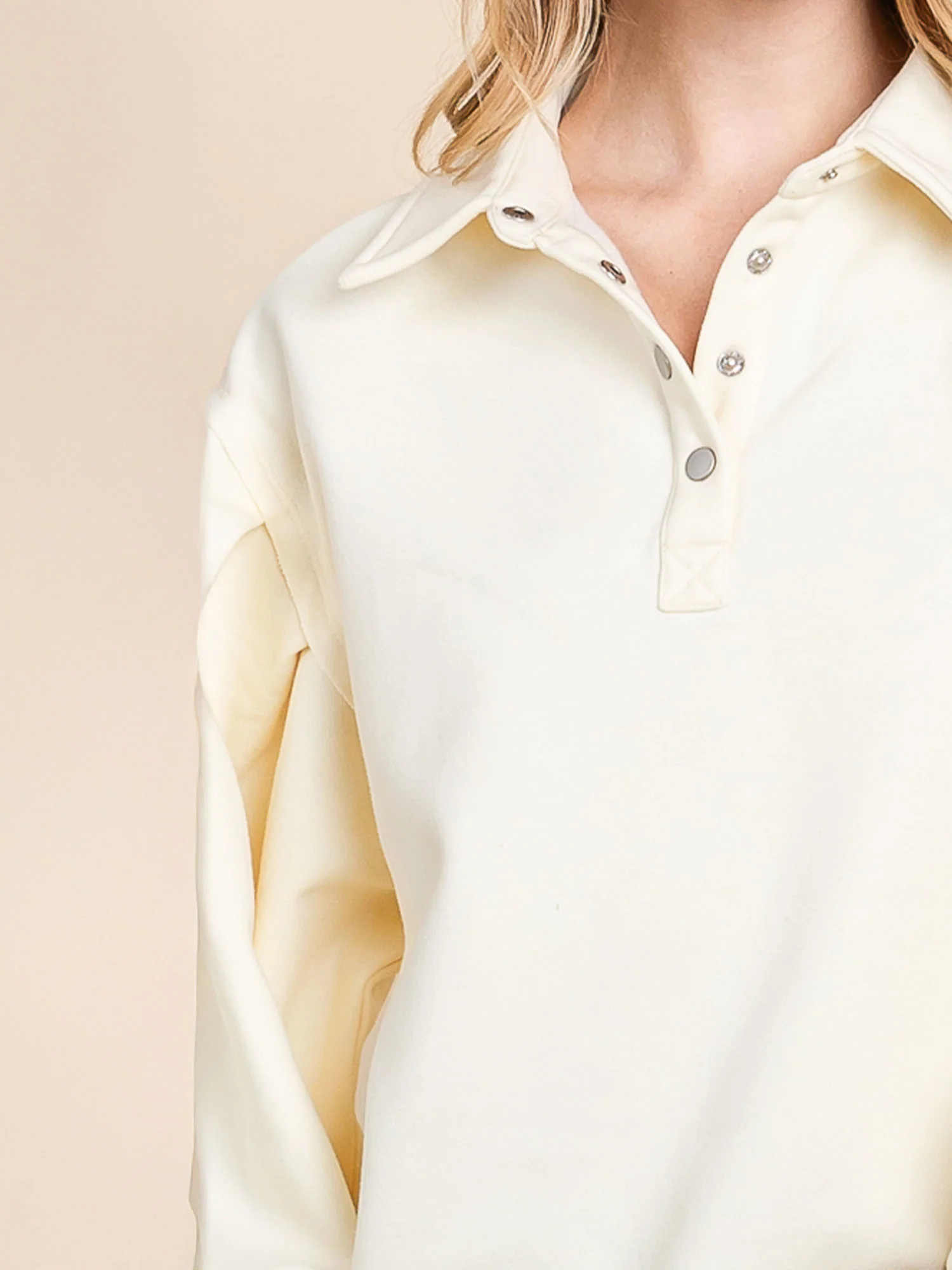 Long Sleeve Polo Poet Sleeve Sweatshirt - Image 5
