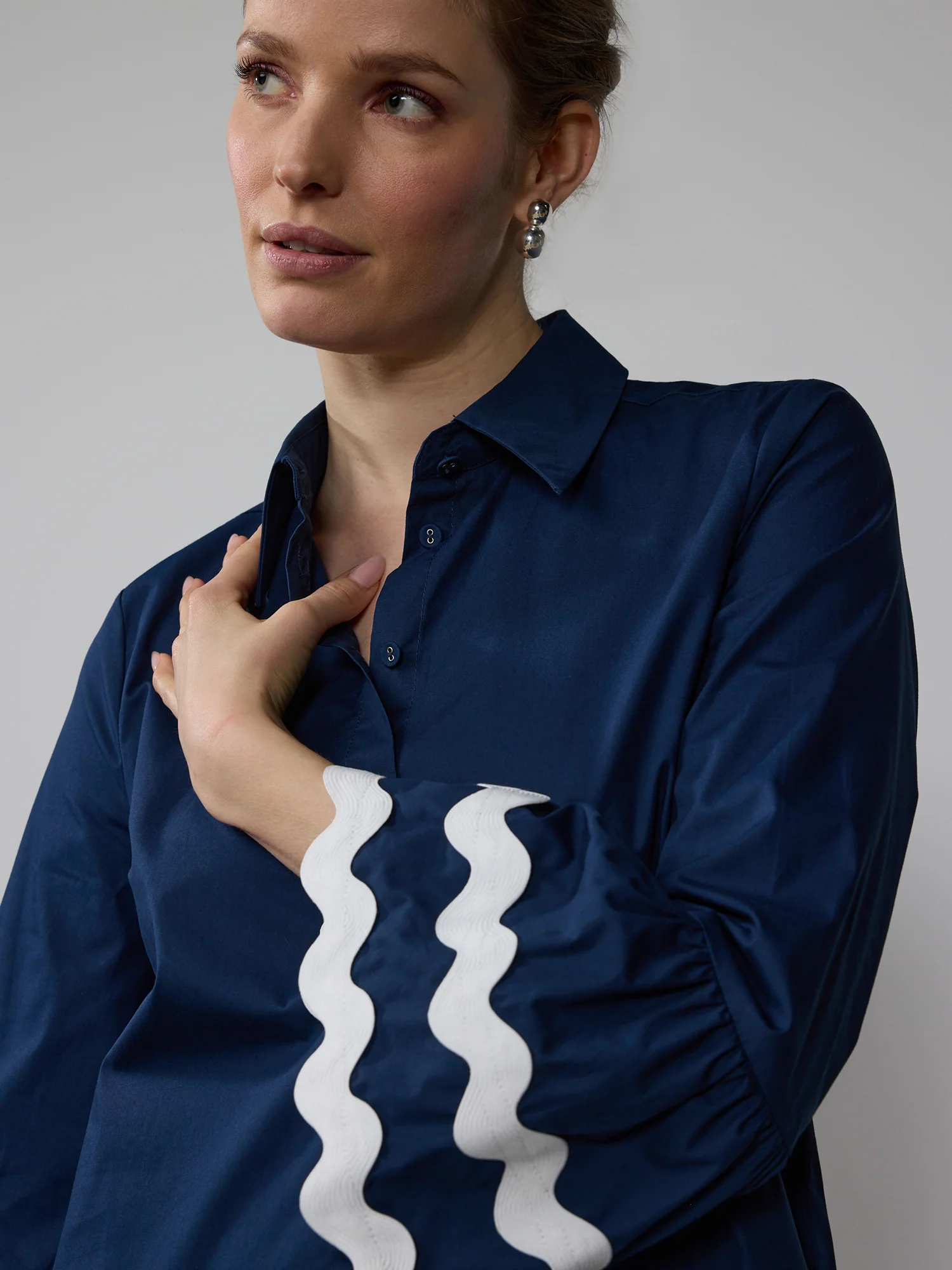 Long Sleeve Rik Rak Poplin Mini Dress - Image 4