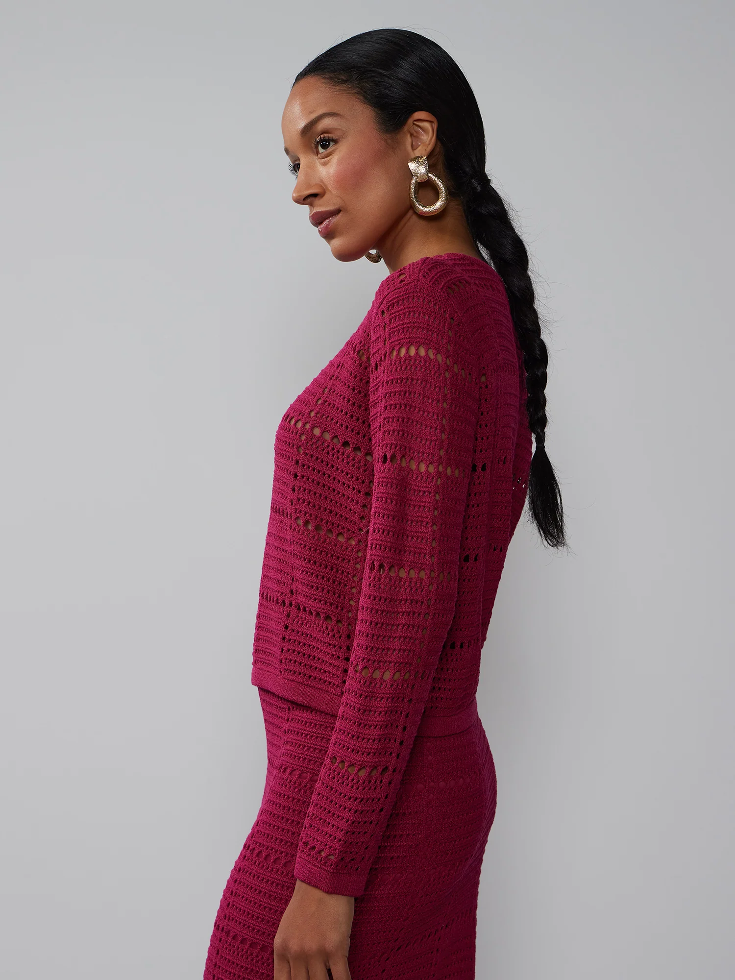 Long Sleeve Square Crochet Pullover - Image 2