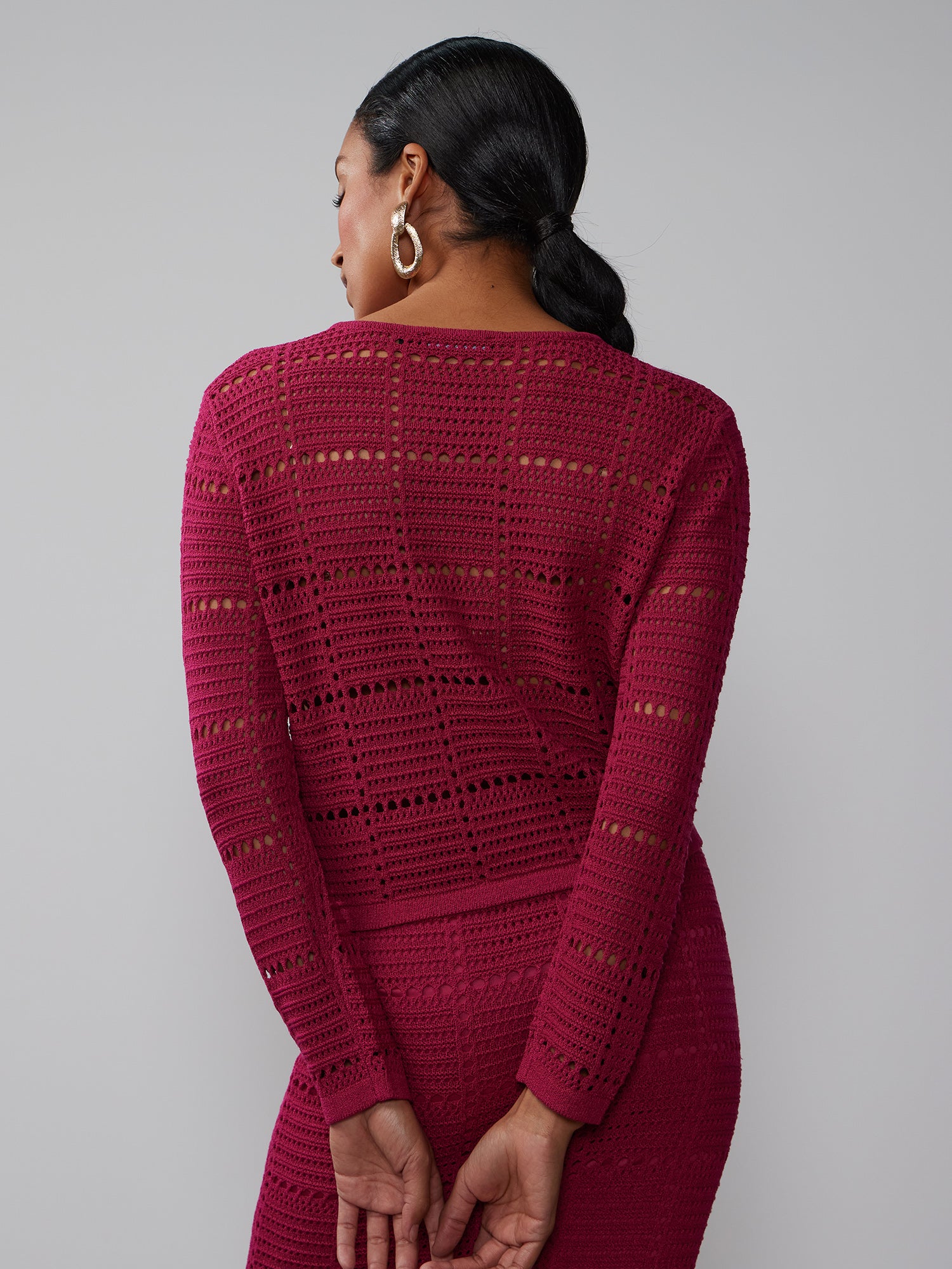 Long Sleeve Square Crochet Pullover - Image 3