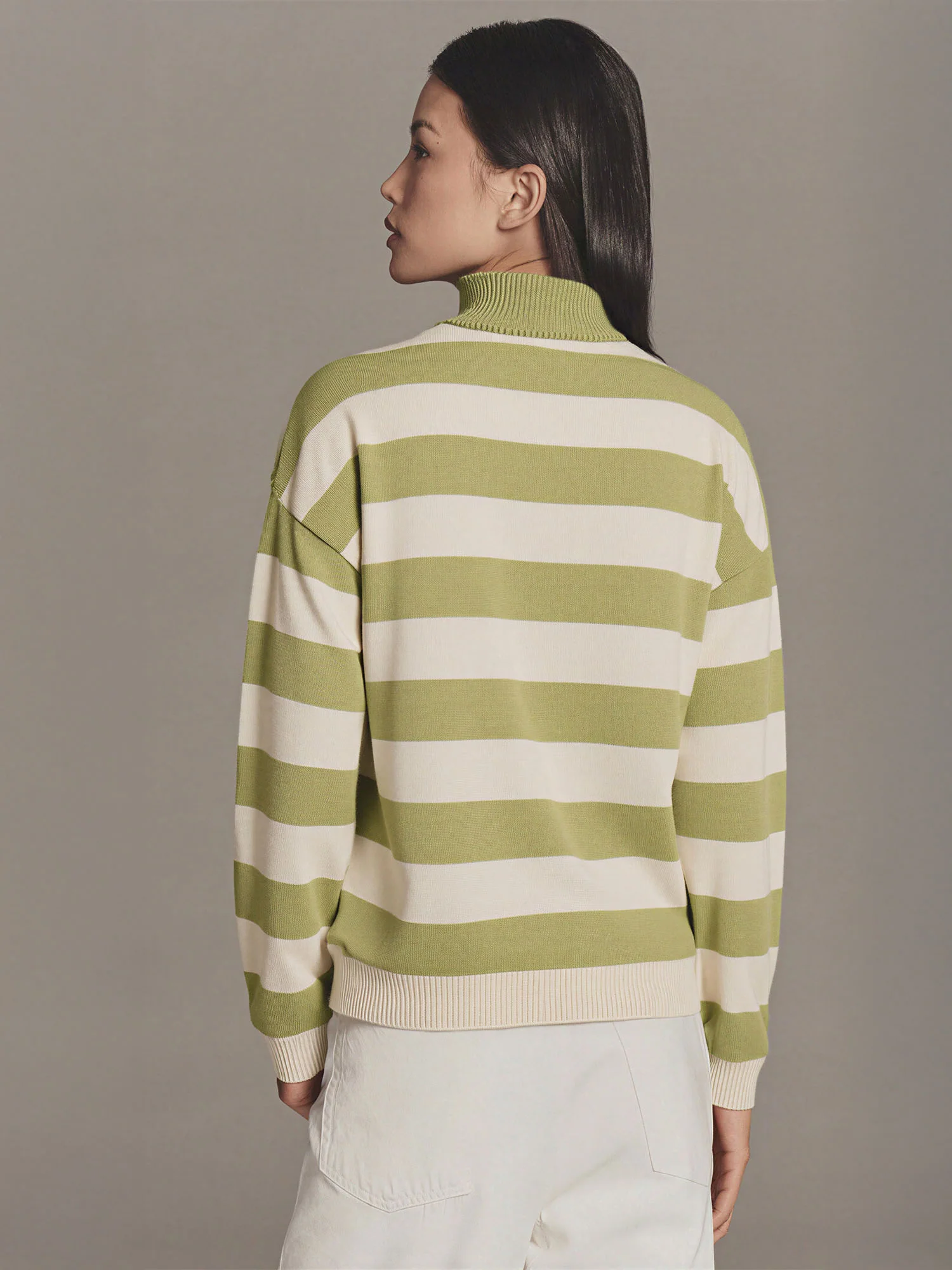 Stripe Quarter Zip Pullover Sweater - Image 3