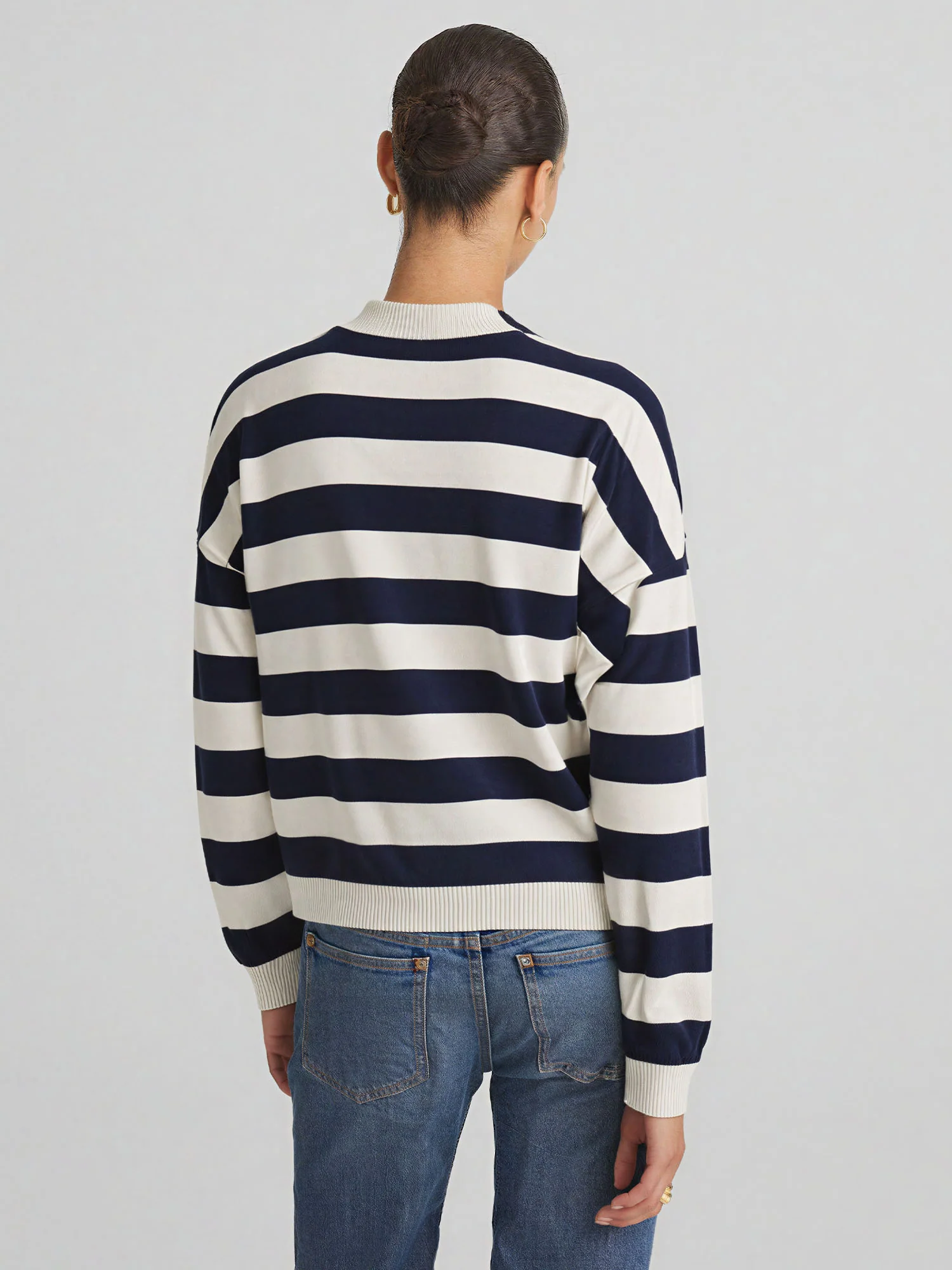 Stripe Quarter Zip Pullover Sweater - Image 7