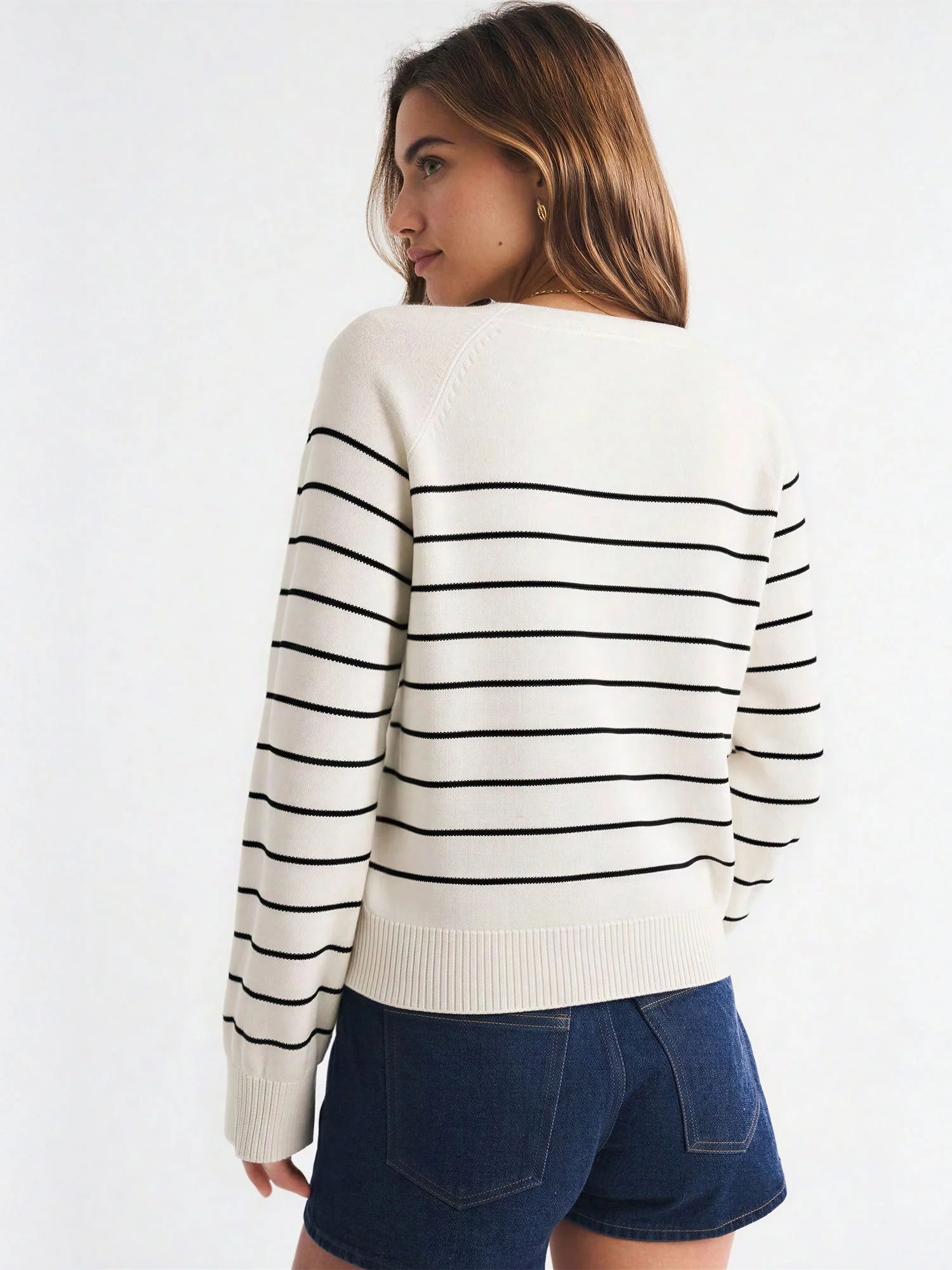 Striped Button Neck Sweater - Image 4