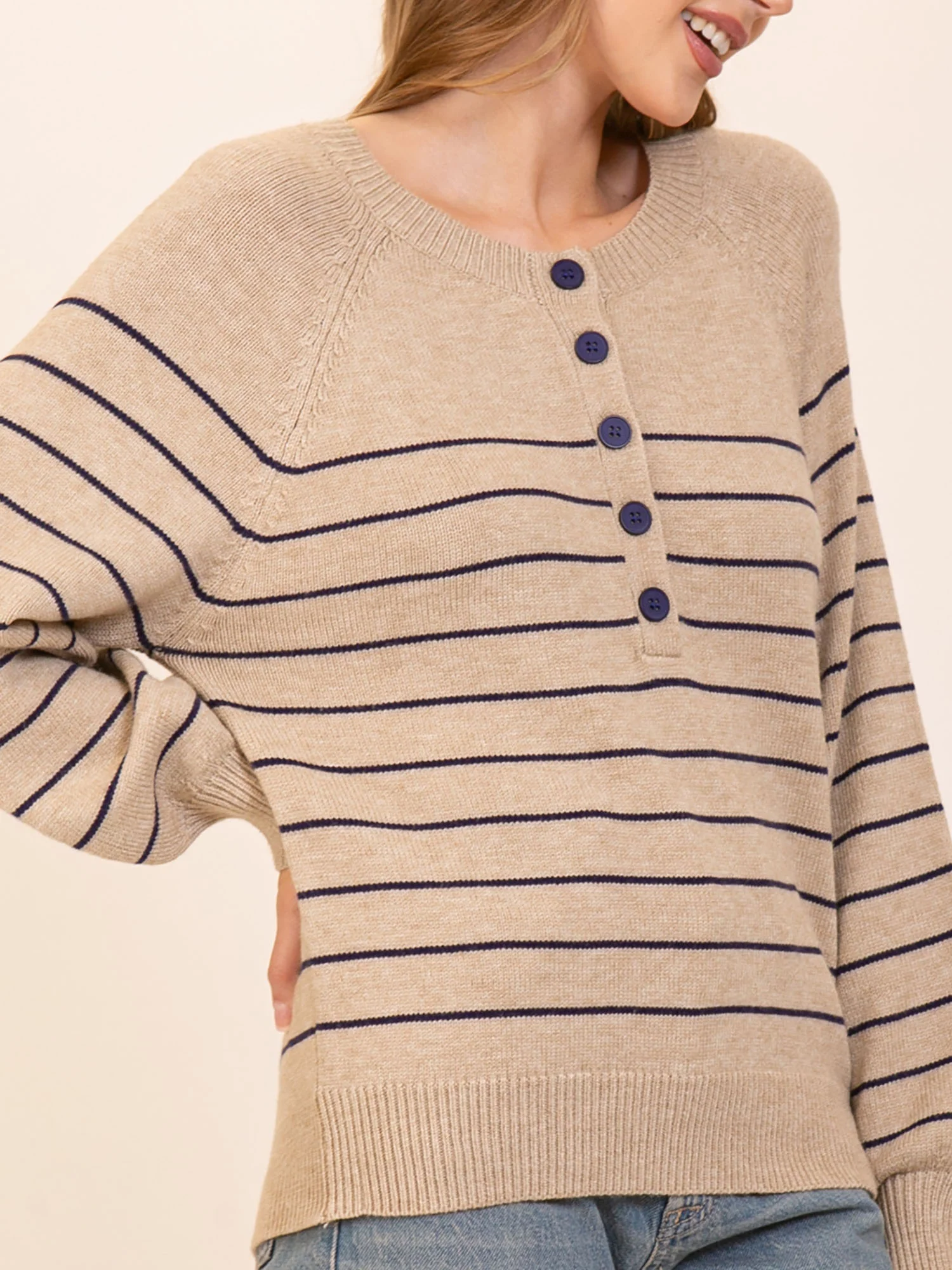 Striped Button Neck Sweater - Image 9