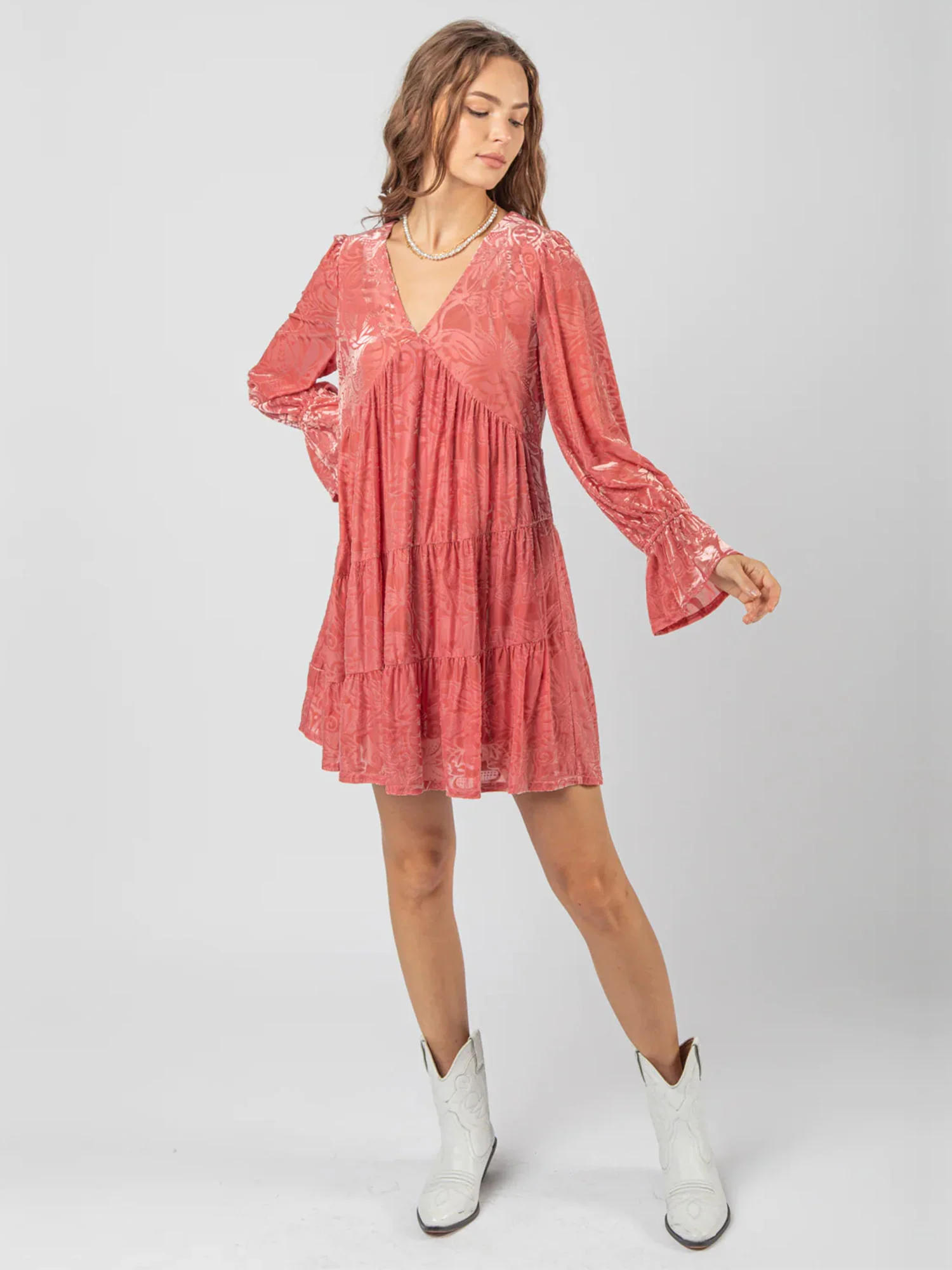 Hyfve Long Sleeve Burnout Velvet Mini Dress - Brands We Love - Image 4