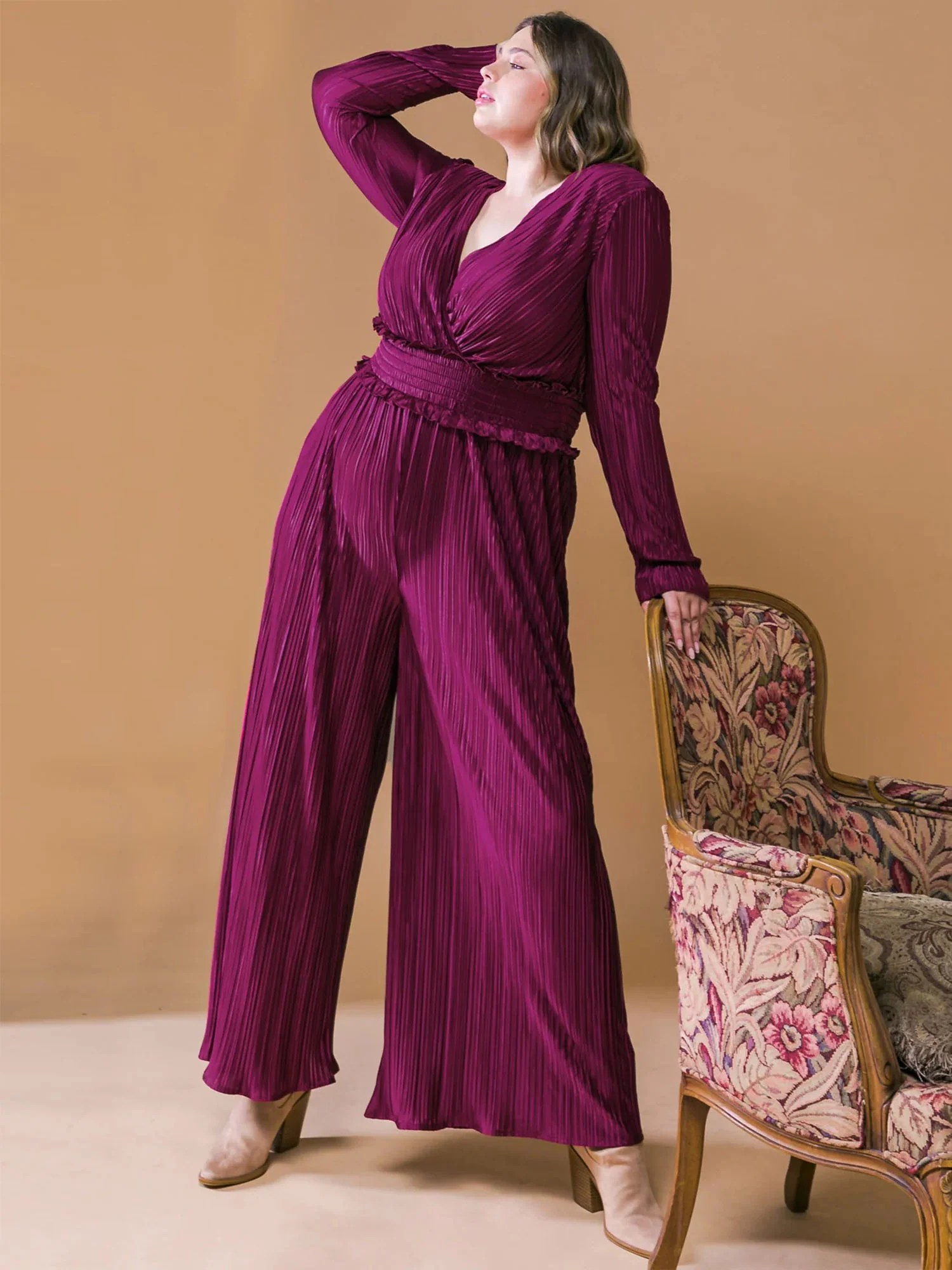 Flying Tomato Plus V-Neck Plisse Jumpsuit - Brands We Love - Image 3