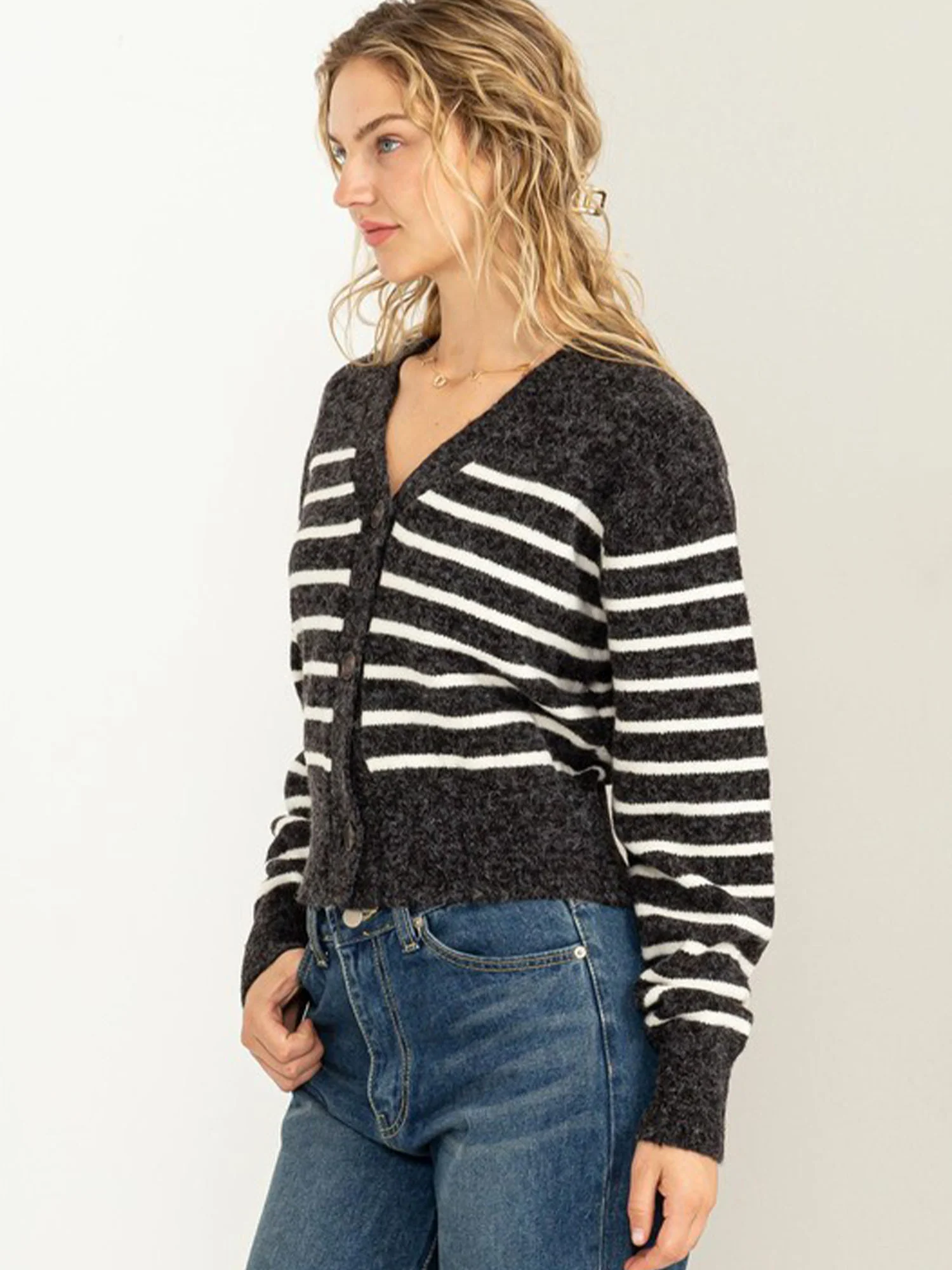 Hyfve V-Neck Striped Cardigan - Brands We Love - Image 3
