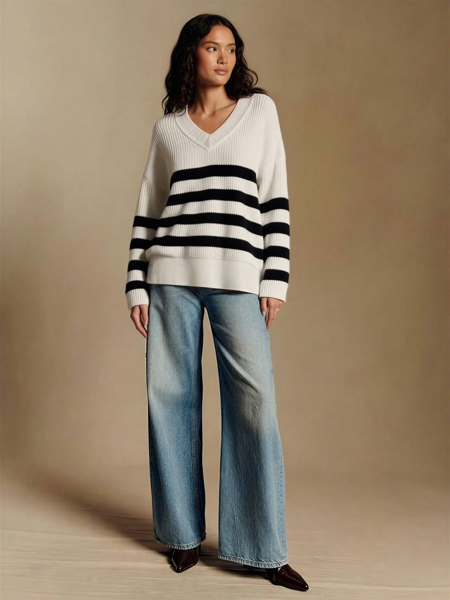 V-Neck Stripe Sweater - Image 2