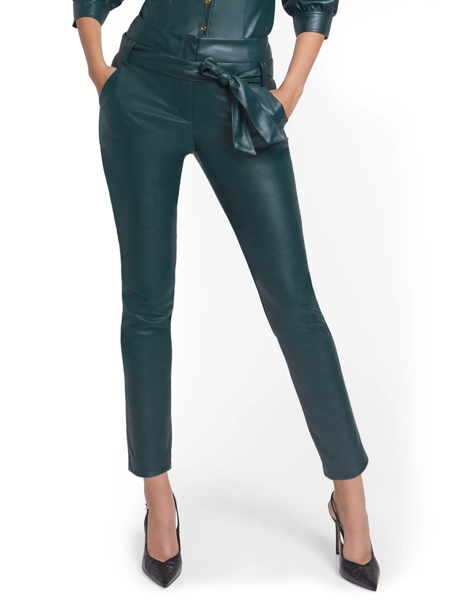 Madie Faux-Leather Slim-Leg Pant - Image 10