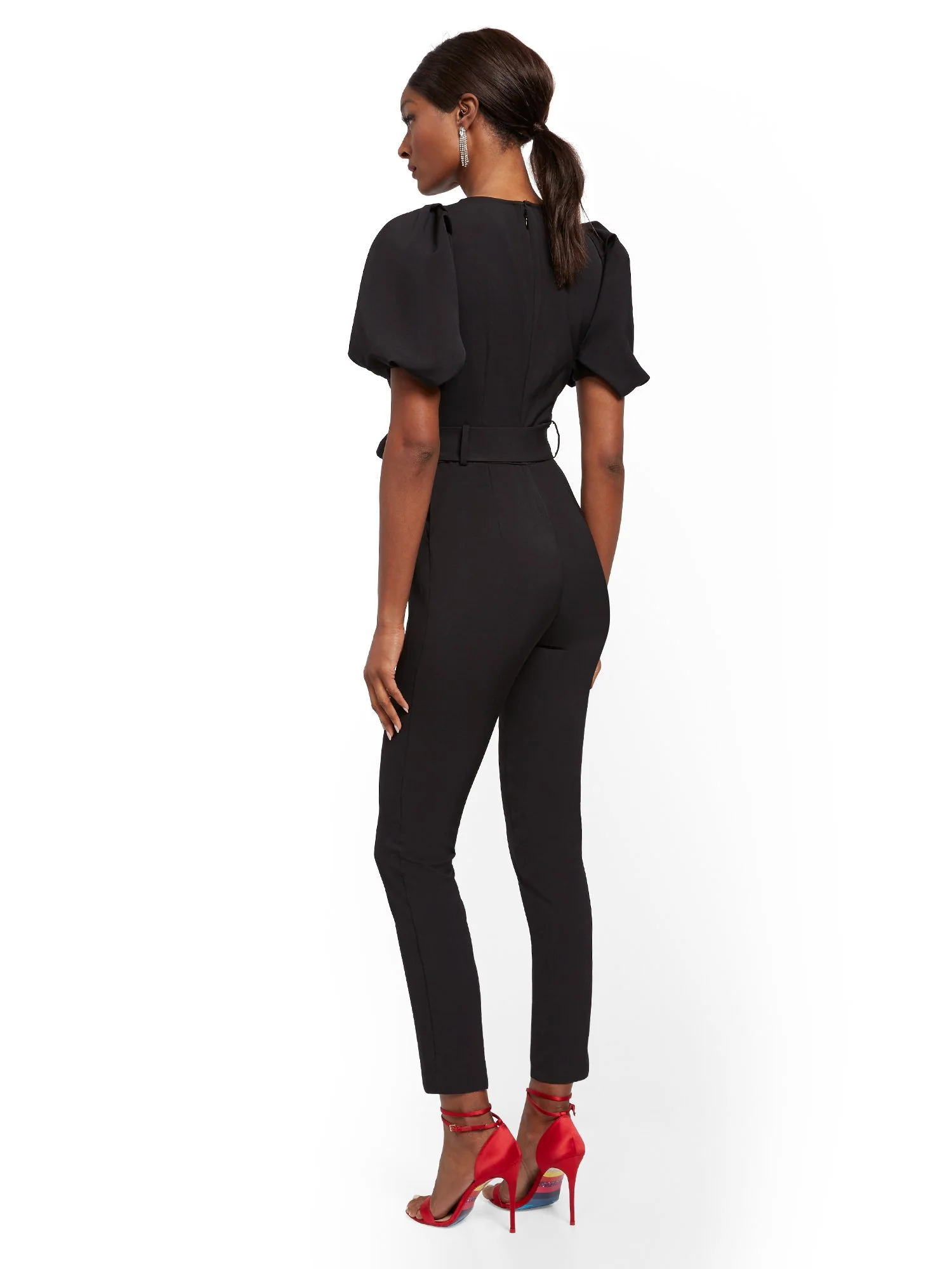 Madie Puff-Sleeve Belted Jumpsuit - 7th Avenue - Image 3