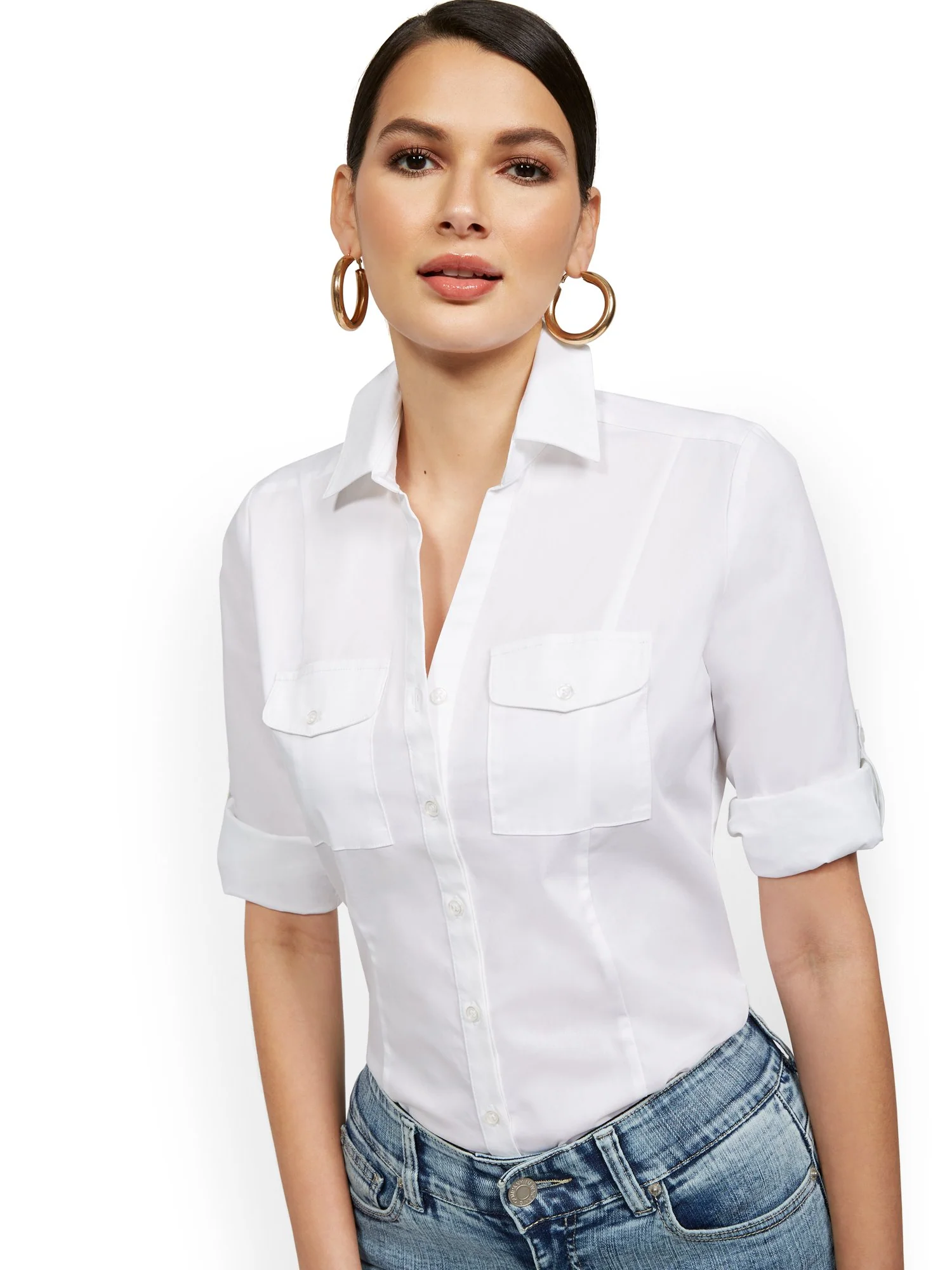 Madison 3/4-Sleeve Stretch Shirt - 7th Avenue - Image 4