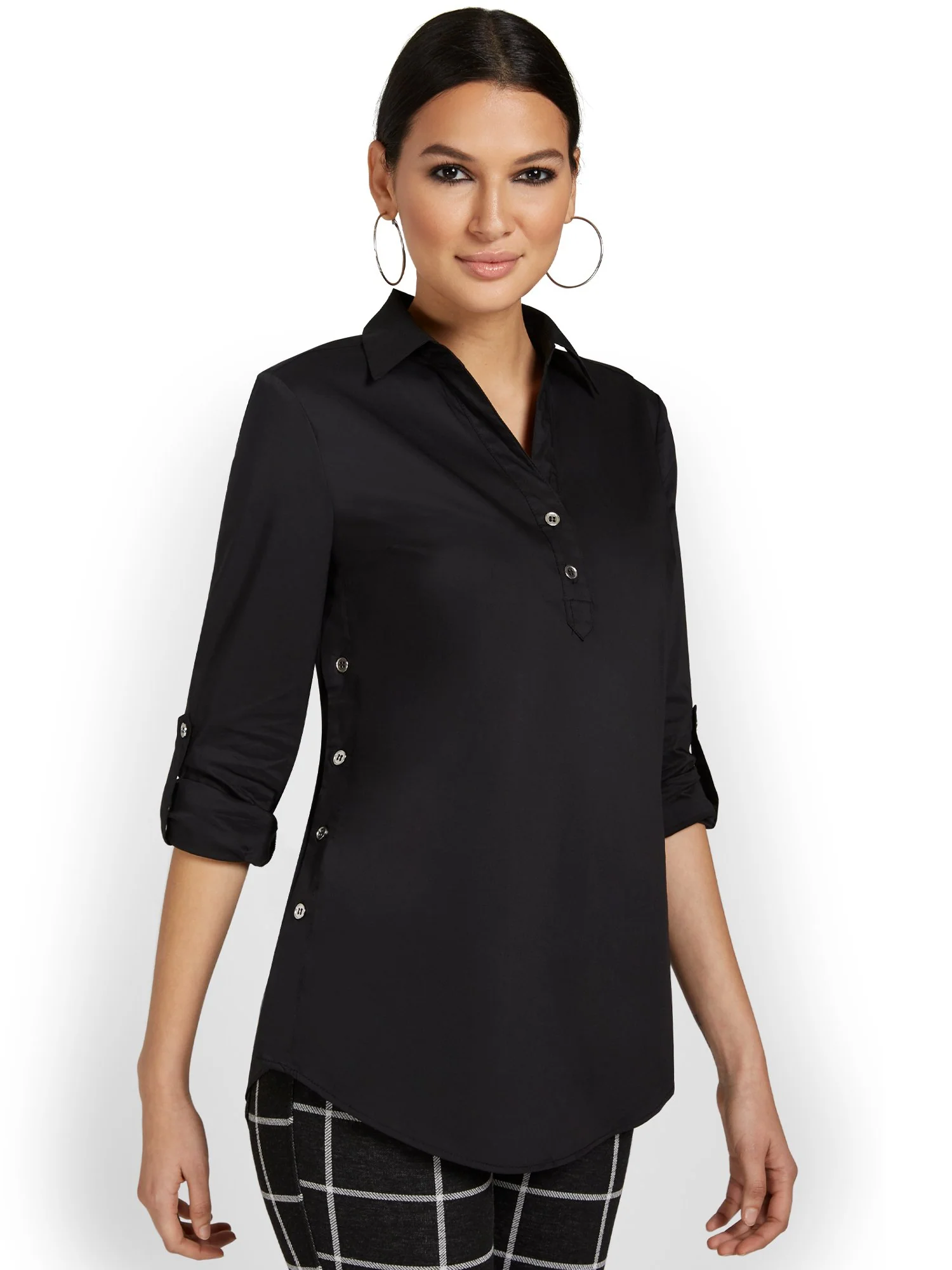 Madison Button-Detail Tunic Top - Image 2