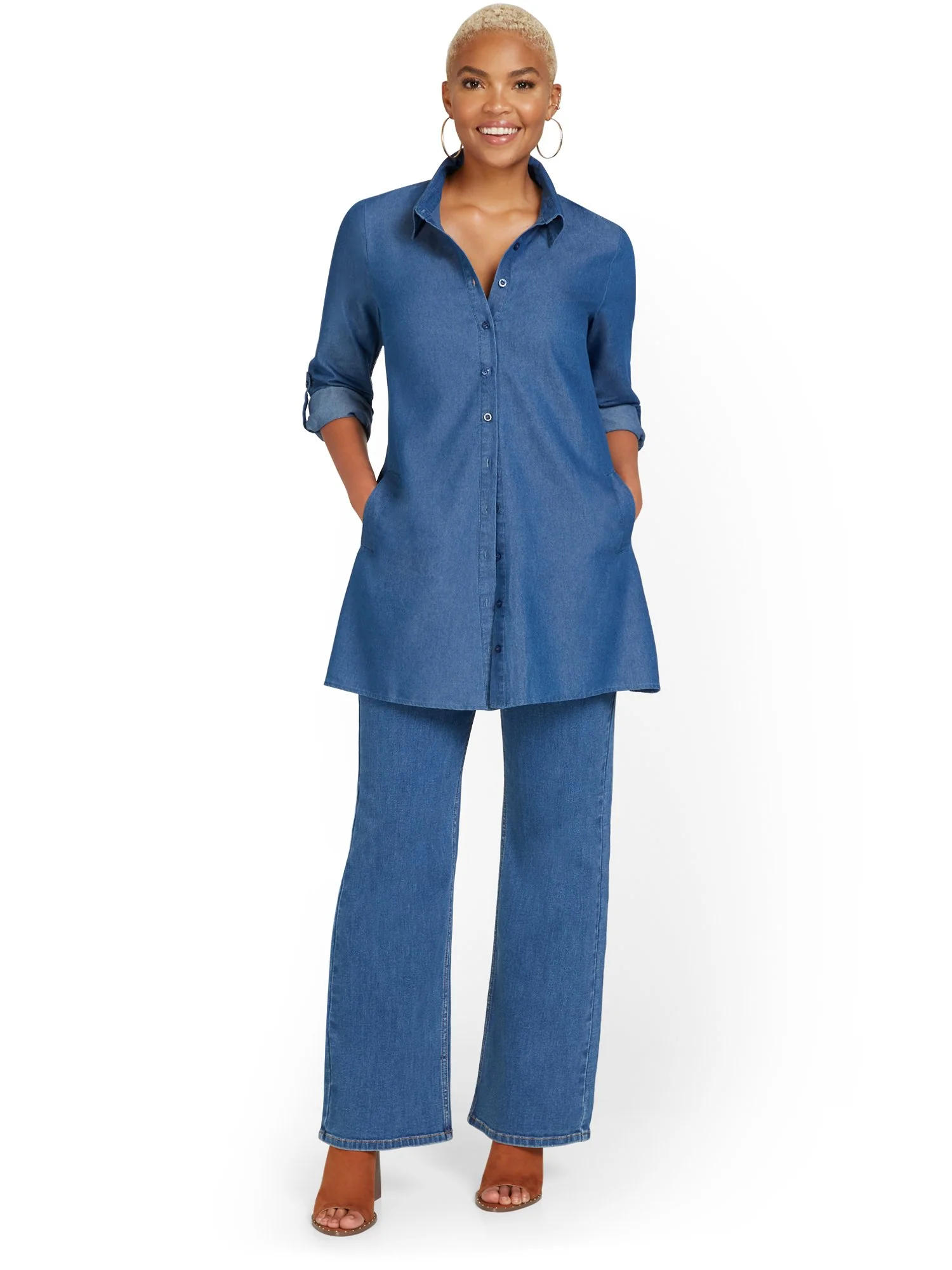 Madison Chambray Tunic Shirt - 7th Avenue - Image 2