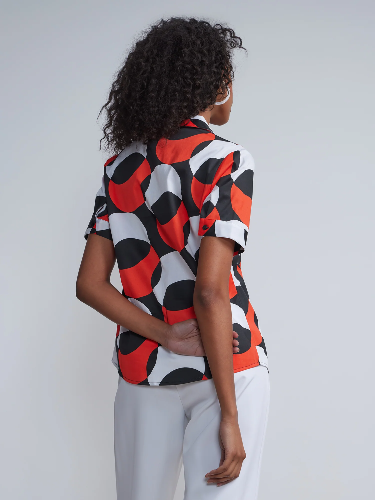 Tall Abstract Print Button Down Blouse - NY&C Madison Shirt® - Image 3
