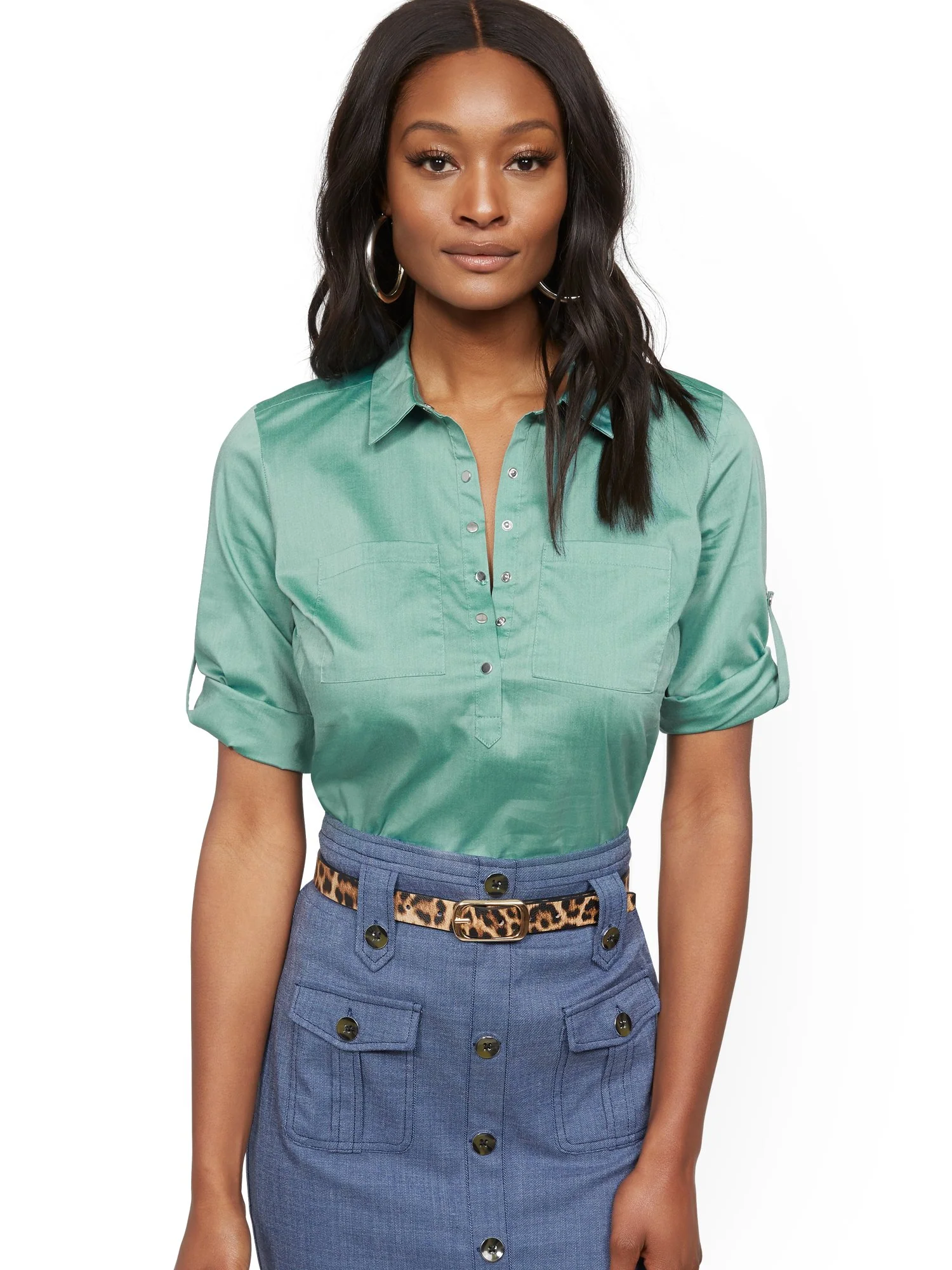 Madison Stretch Shirt - Secret Snap - 7th Avenue - Image 8