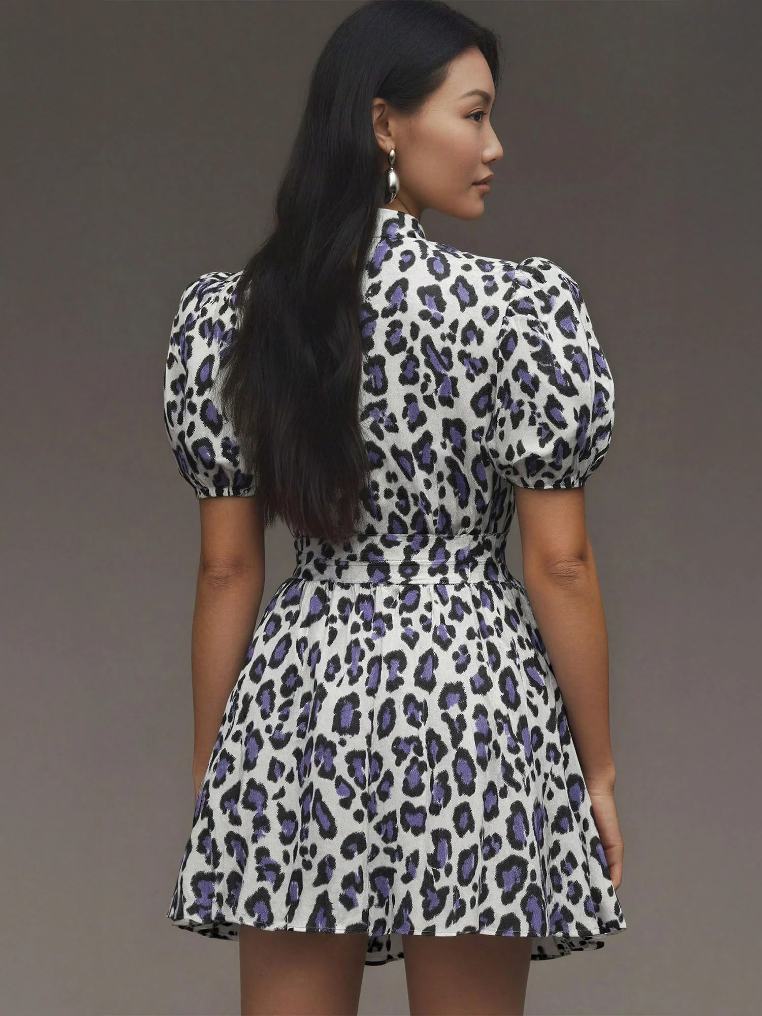 Makena Puff Sleeve Animal Print Fit & Flare Dress - Image 3