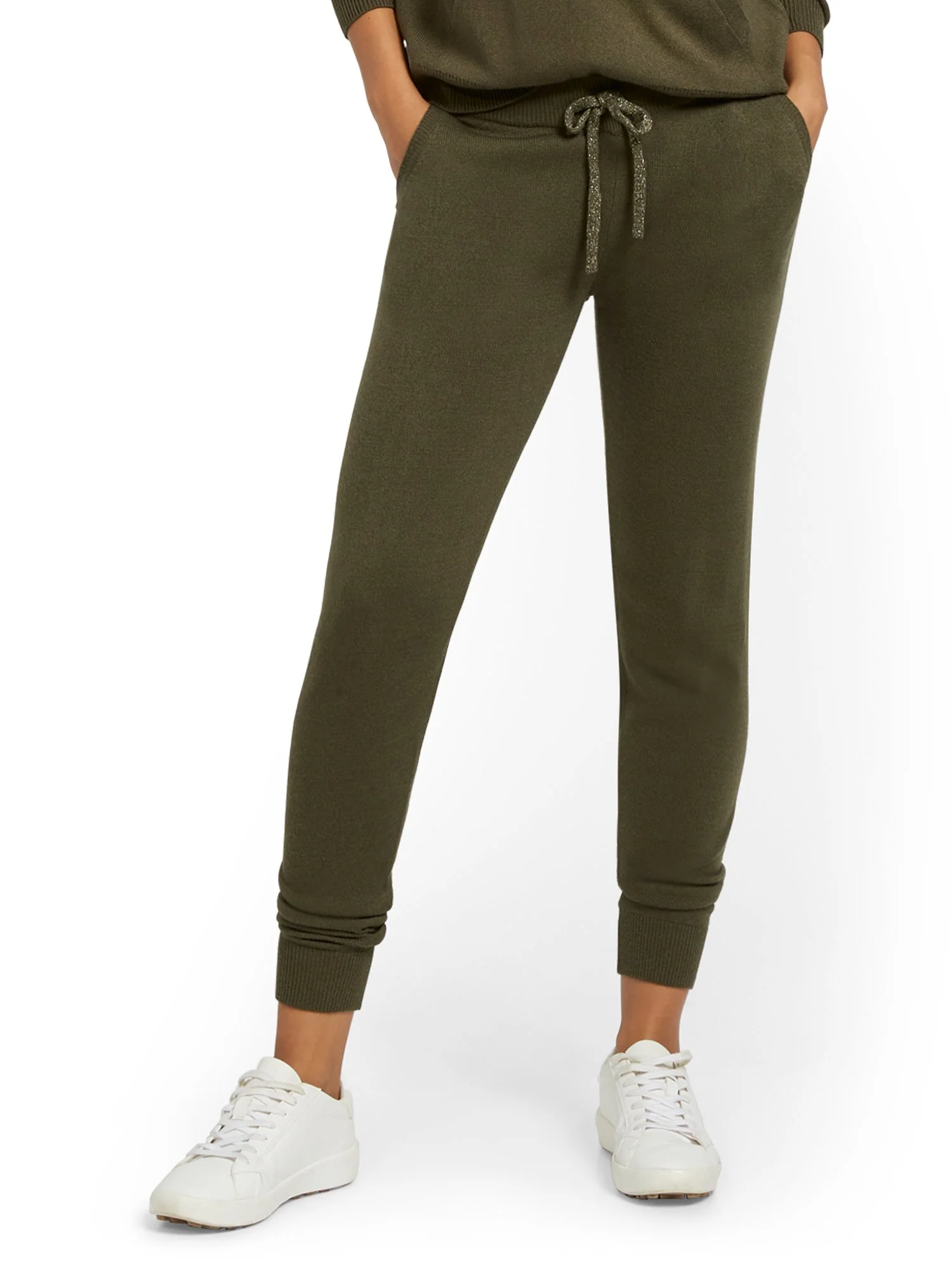 Metallic Drawstring-Tie Sweater Jogger Pant - Image 7