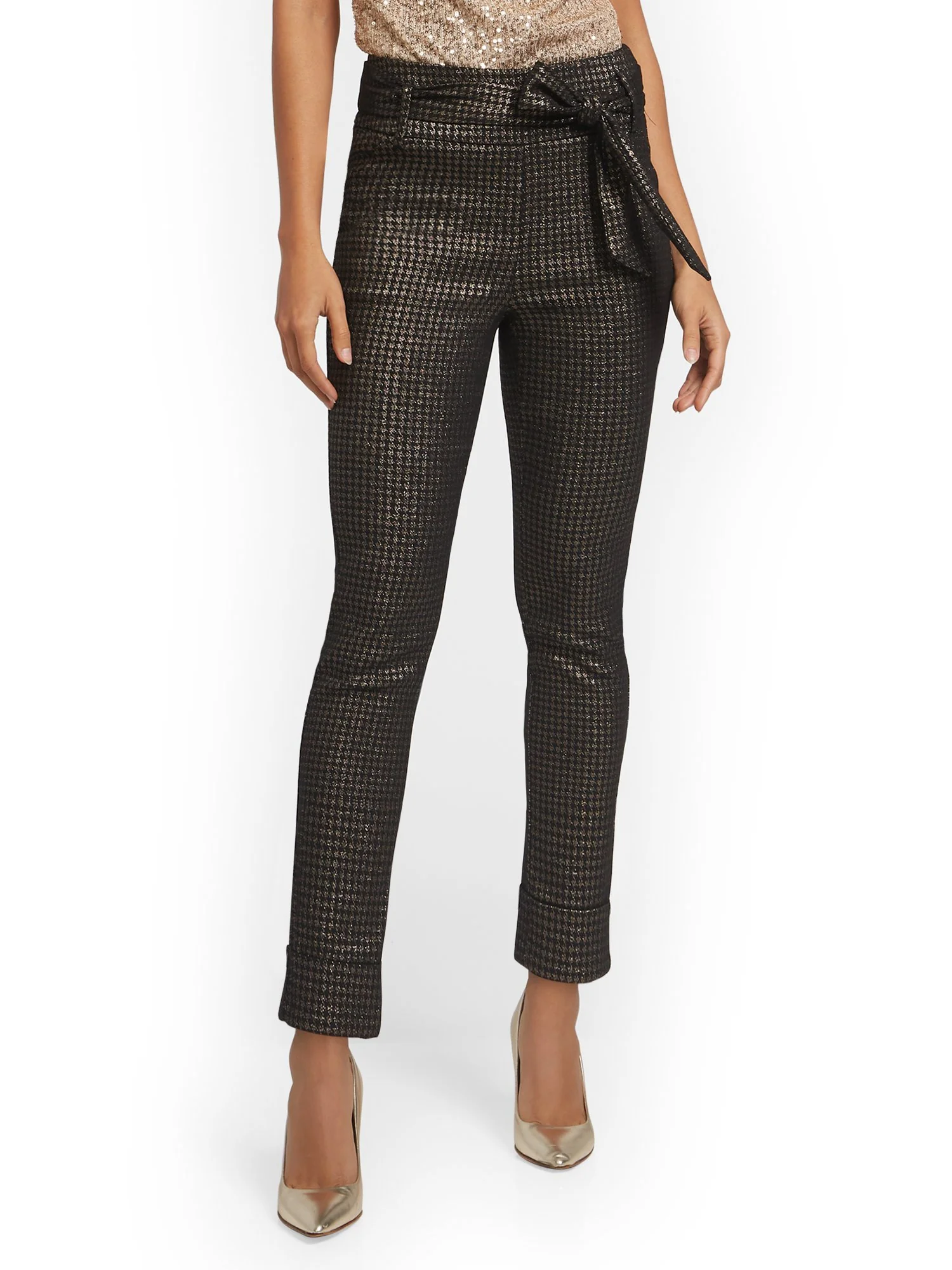 Metallic Houndstooth Pull-On Ankle Pant - Image 2