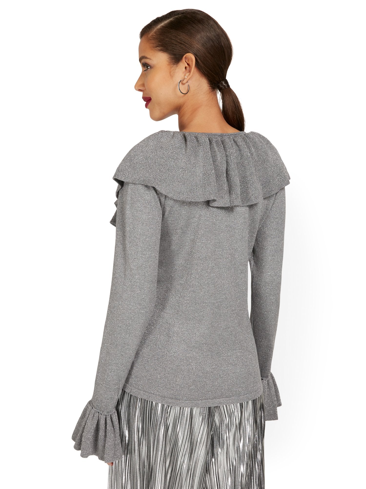 Metallic Ruffle Sweater - Image 3